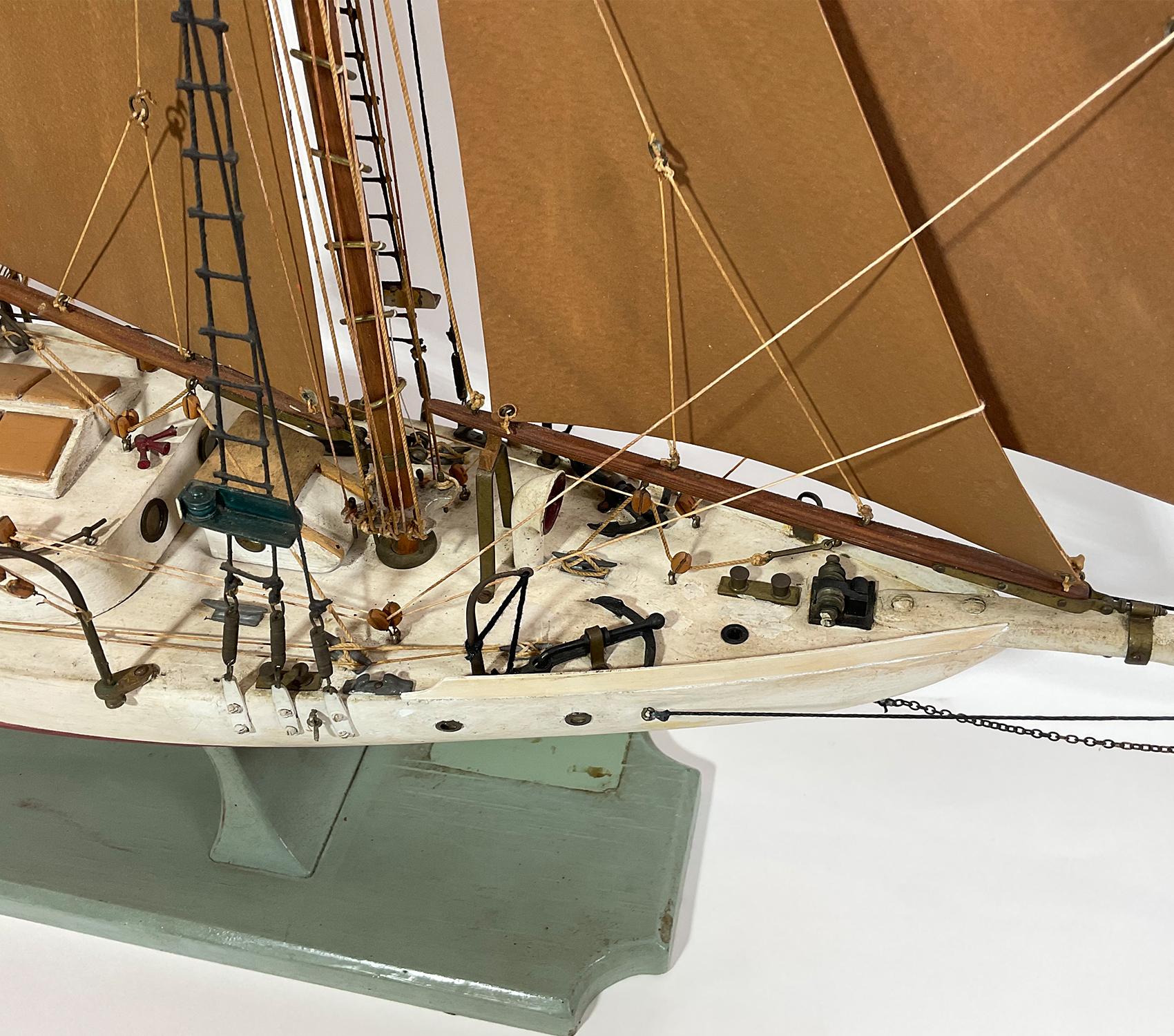 Antique Model of a Two Masted Schooner In Excellent Condition In Norwell, MA