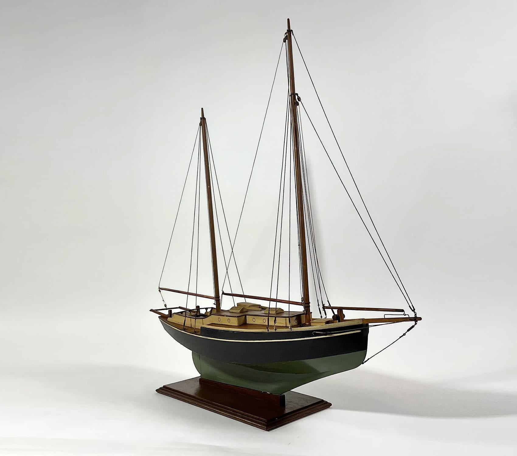 Antique Model of a Two Masted Schooner In Excellent Condition For Sale In Norwell, MA