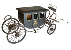 Antique Model of a Wooden and Metal Horse Carriage in 18th Century Style