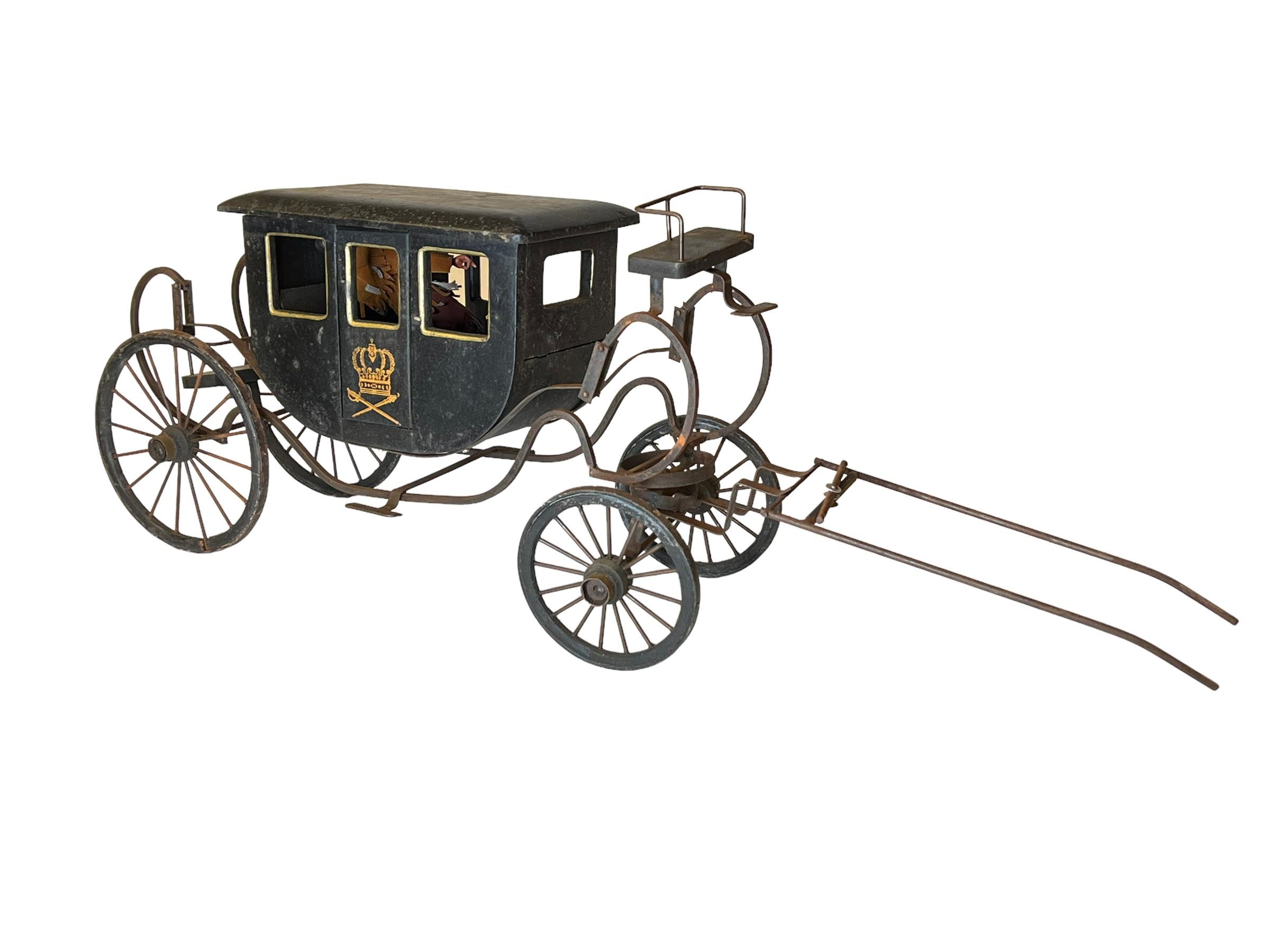 Antique Model of a Wooden and Metal Horse Carriage in 18th Century Style In Good Condition For Sale In New York, NY