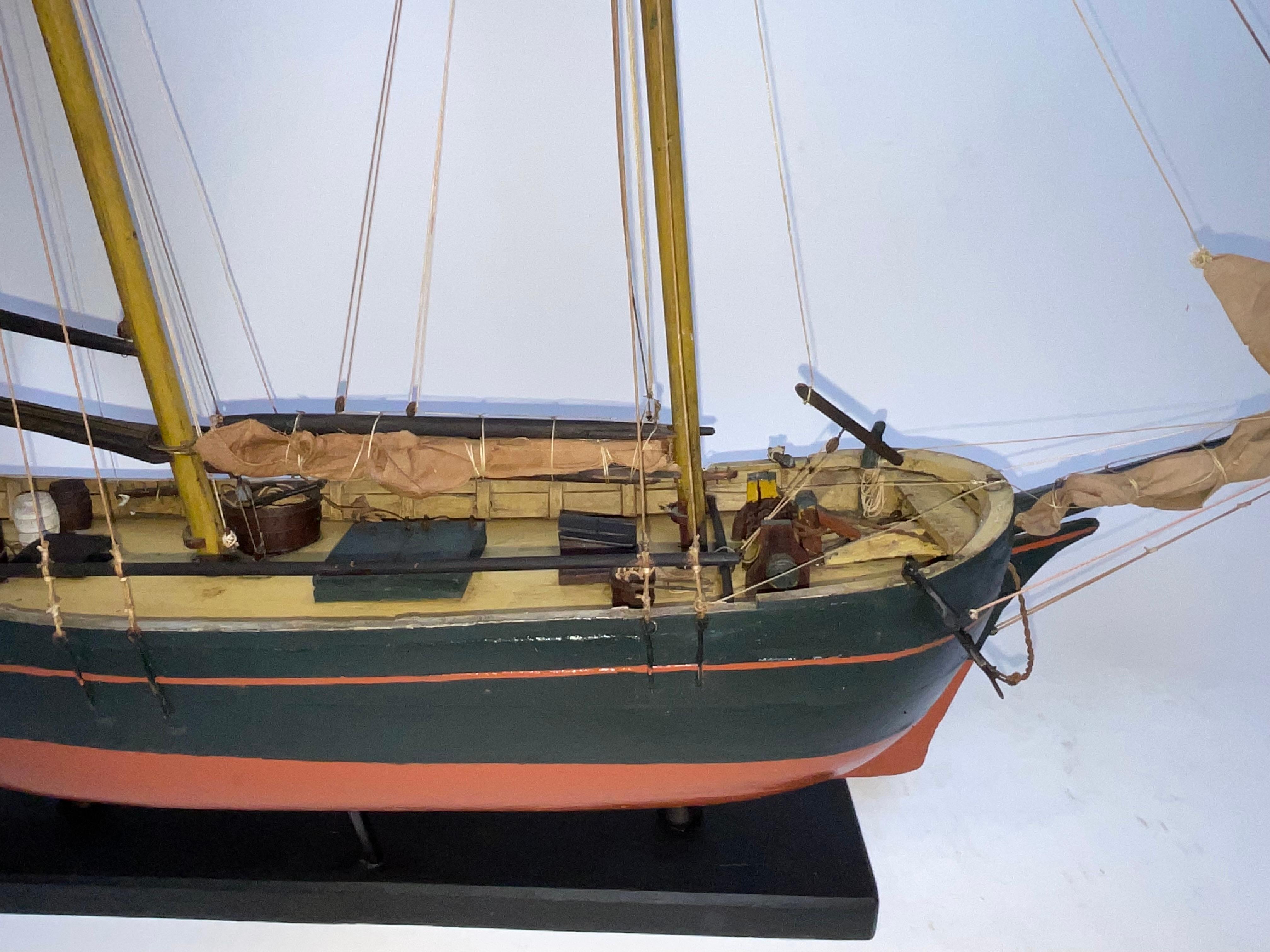 North American Antique Model of an Eastport Pinky Fishing Schooner For Sale