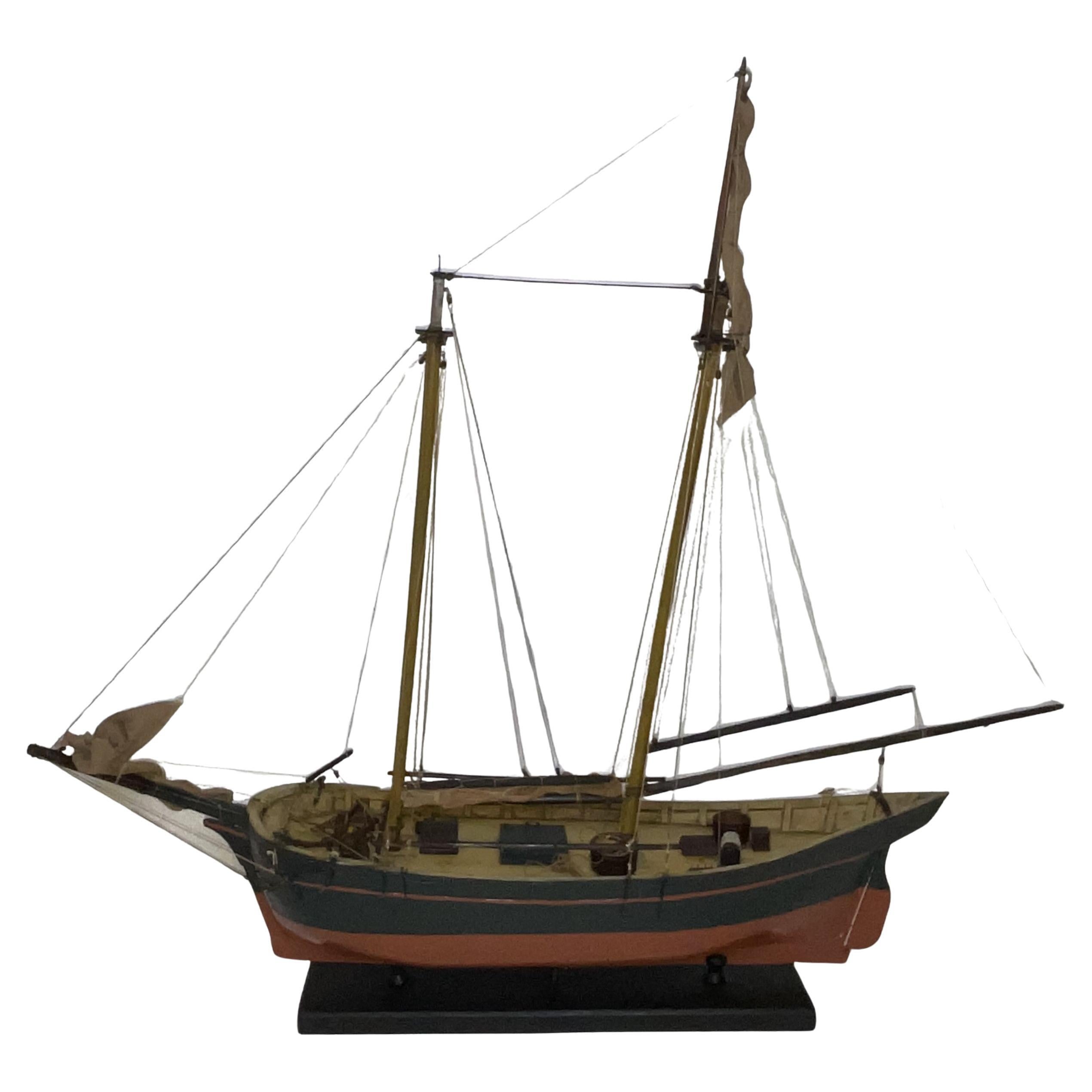 Antique Model of an Eastport Pinky Fishing Schooner For Sale