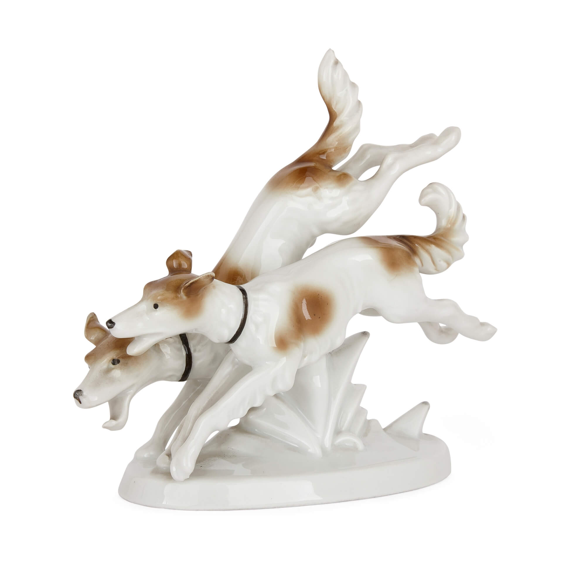 German Porcelain Model of Two Dogs by Gerold Porzellan For Sale