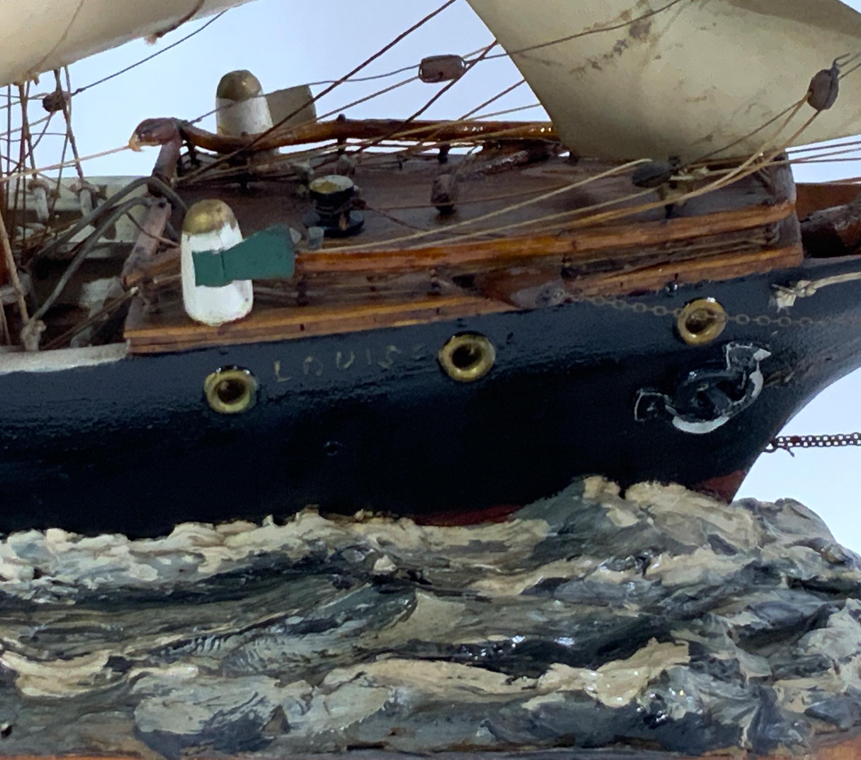 Antique Model of Windjammer Louise In Good Condition For Sale In Norwell, MA