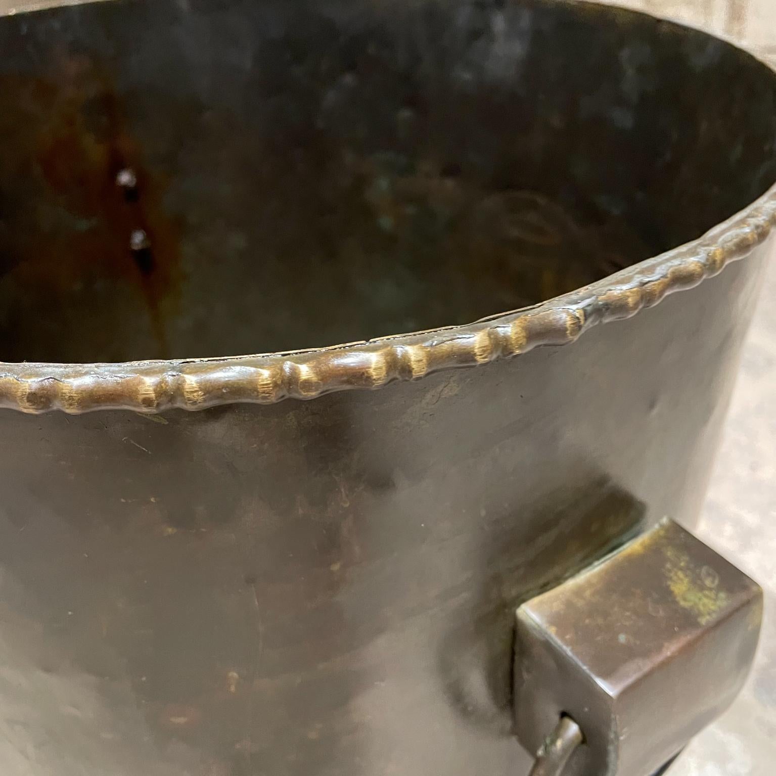 20th Century Antique Modern Chinese Decorative Bucket in Bronze with Side Ring Handles  For Sale