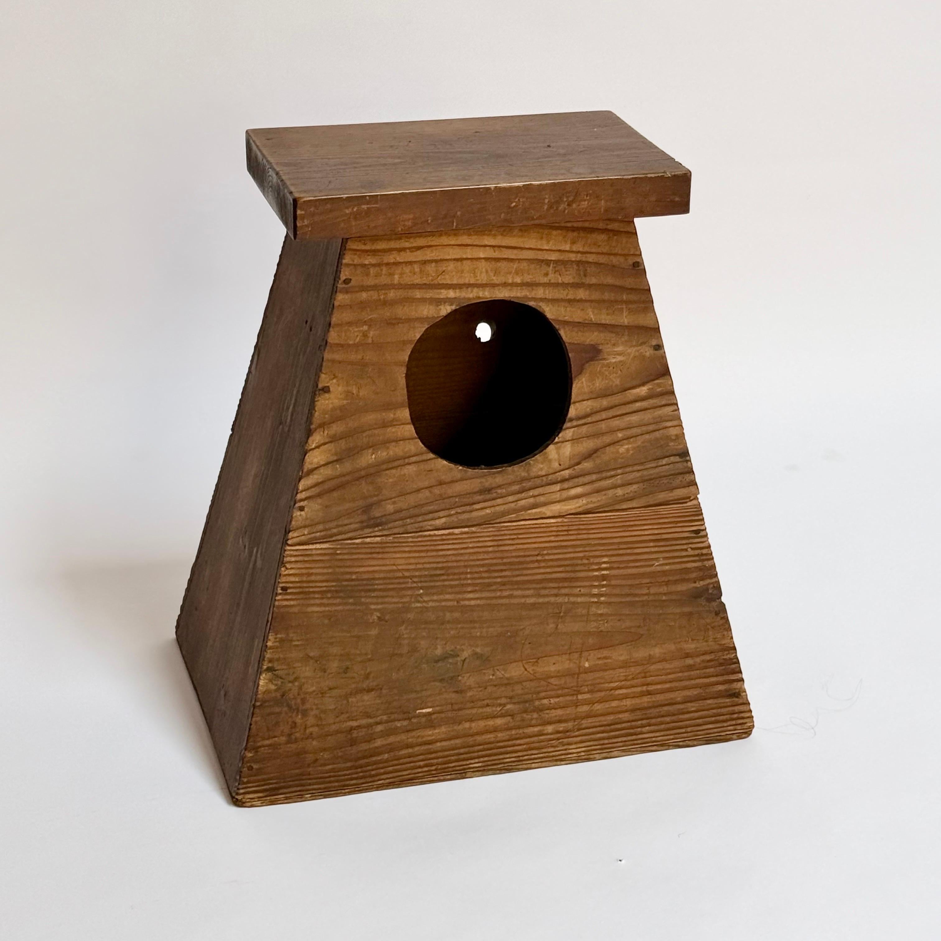Beautiful antique Japanese shopkeepers stool with wonderful modern look, Meiji period. Great as an accent piece, can be used for storage of small objects. Has a wonderful old patina.
