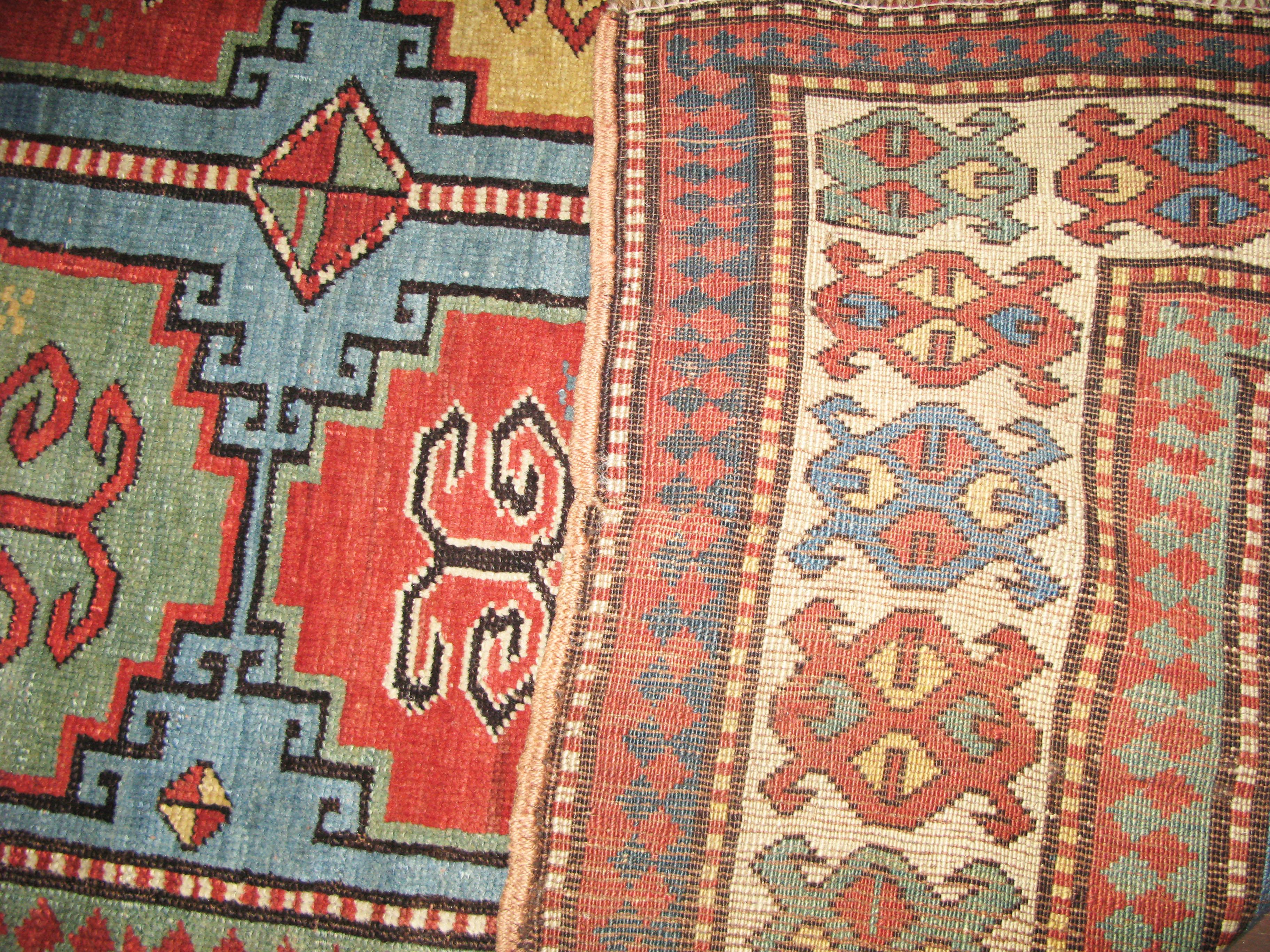 Caucasian Antique Moghan Kazak Rug For Sale