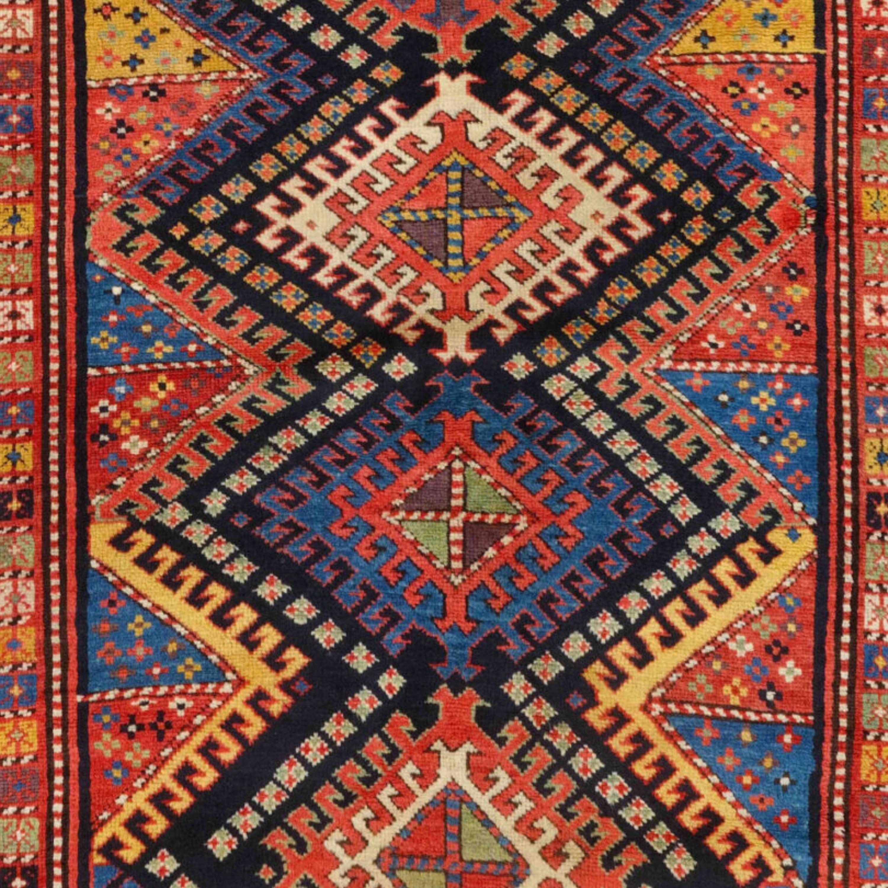 Antique Moghan Rug - Middle of 19th Century An Unusual Caucasian Moghan Rug In Good Condition For Sale In Sultanahmet, 34