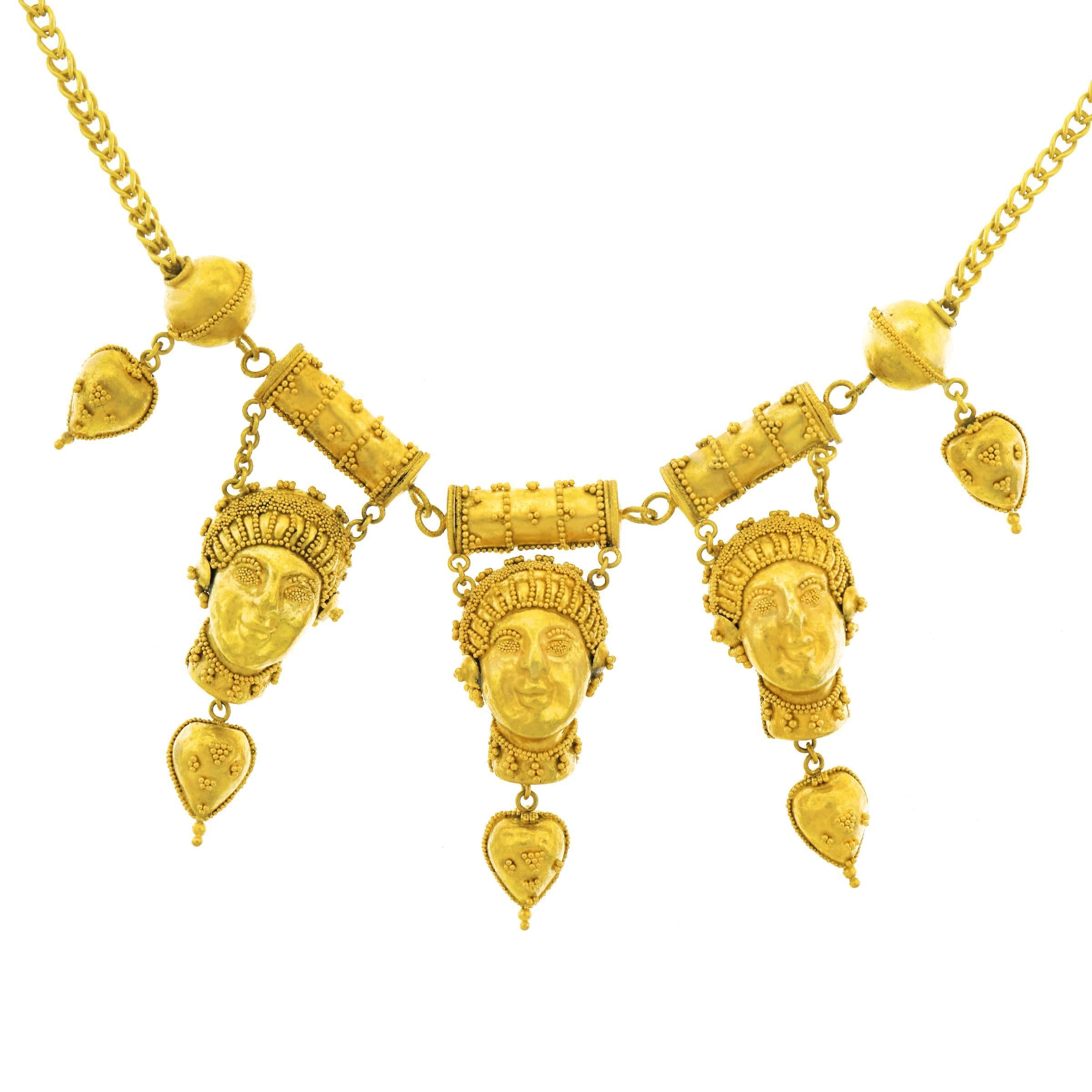 Antique Etruscan Revival Gold Necklace