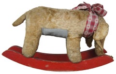 Antique Mohair Elephant Rocking Horse Riding Childs Toy Rocker Nursery