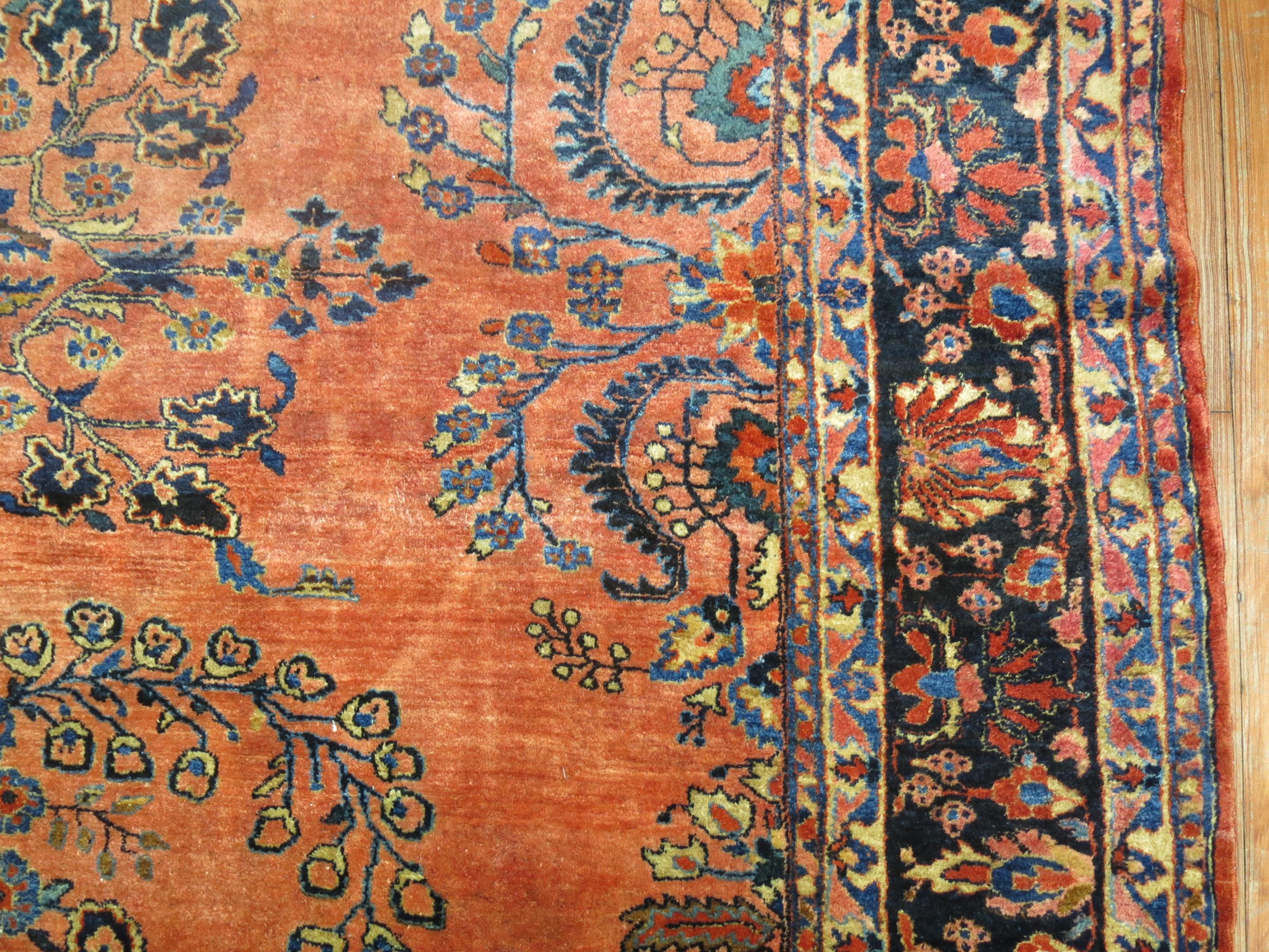 British Colonial Antique Mohajeran Persian Sarouk Rug