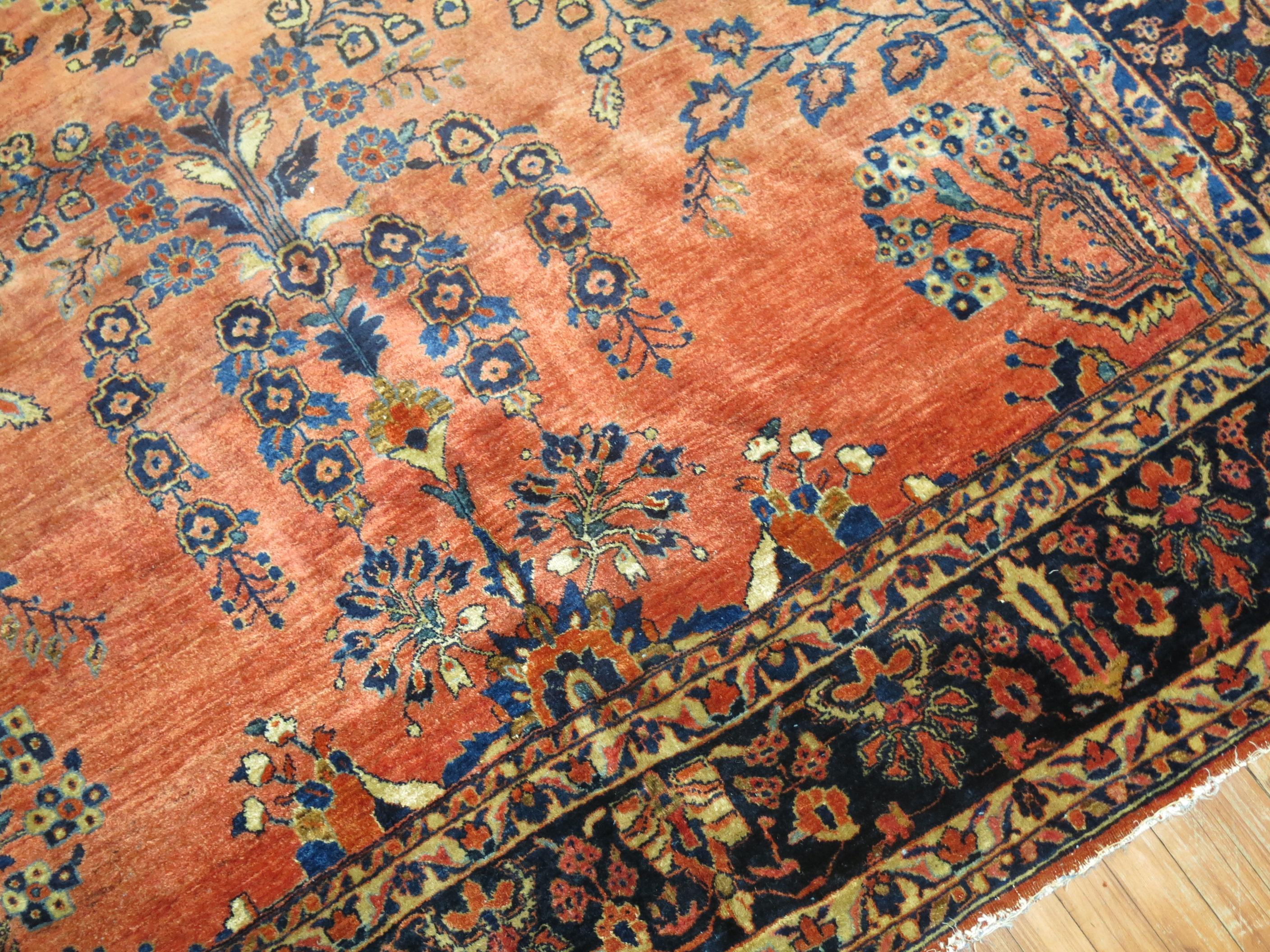 Hand-Woven Antique Mohajeran Persian Sarouk Rug
