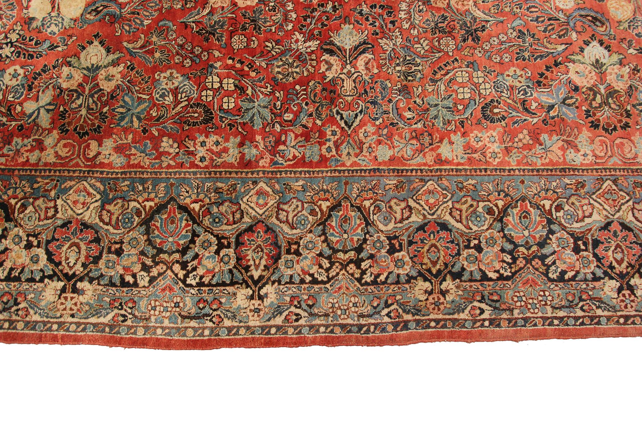 Late 19th Century Antique Mohajeran Rug Antique Persian Rug Geometric Floral For Sale