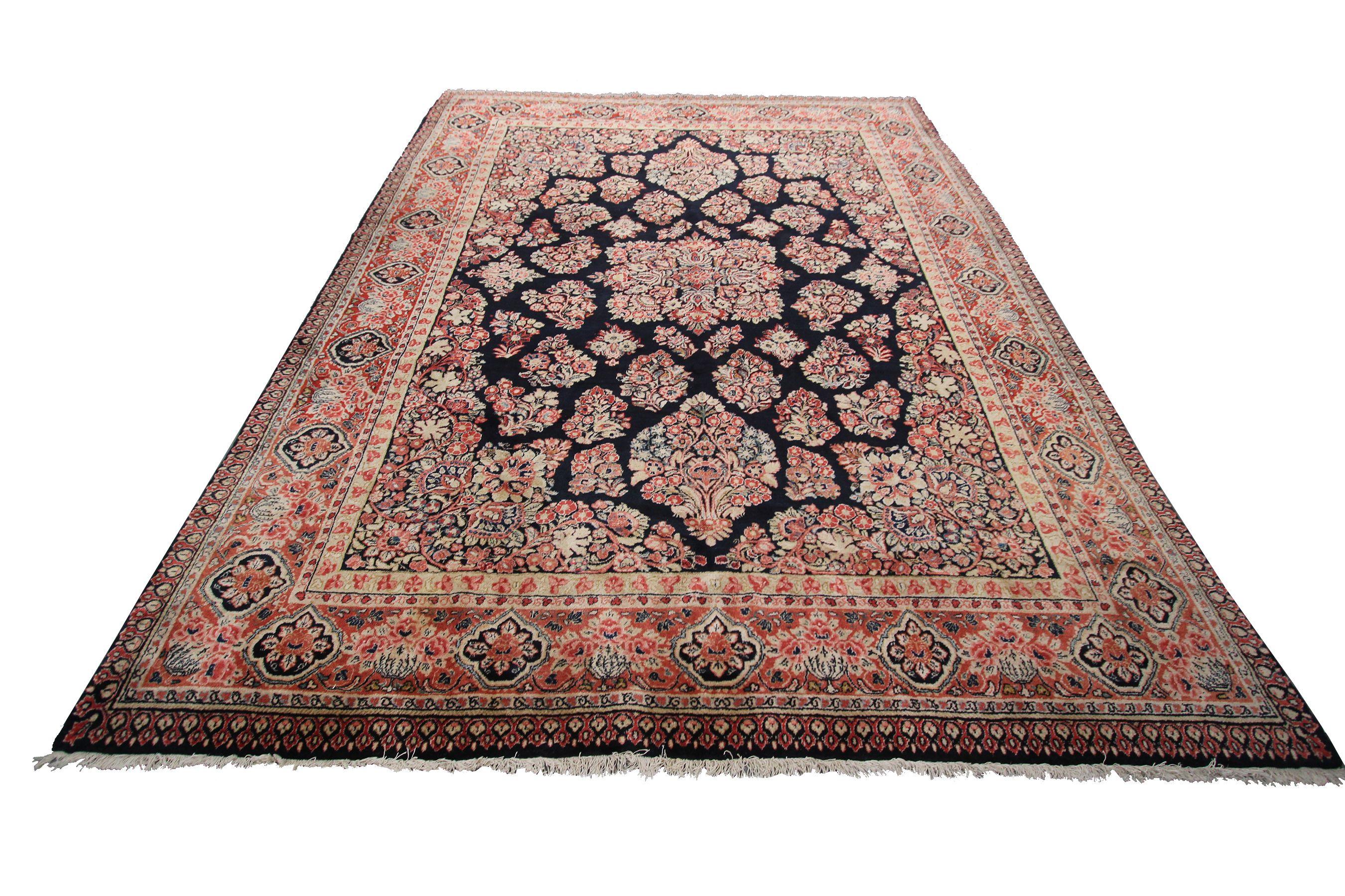 9x12 Antiker Teppich Exquisiter Teppich Mohajeran Sarrouk Handgefertigter Teppich Marine 1920 Authentisch

9' x 11'4