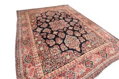 Antique Mohajeran Rug Blue Handmade Persian Mohajeran Rug Sarouk Mohajeran Rare