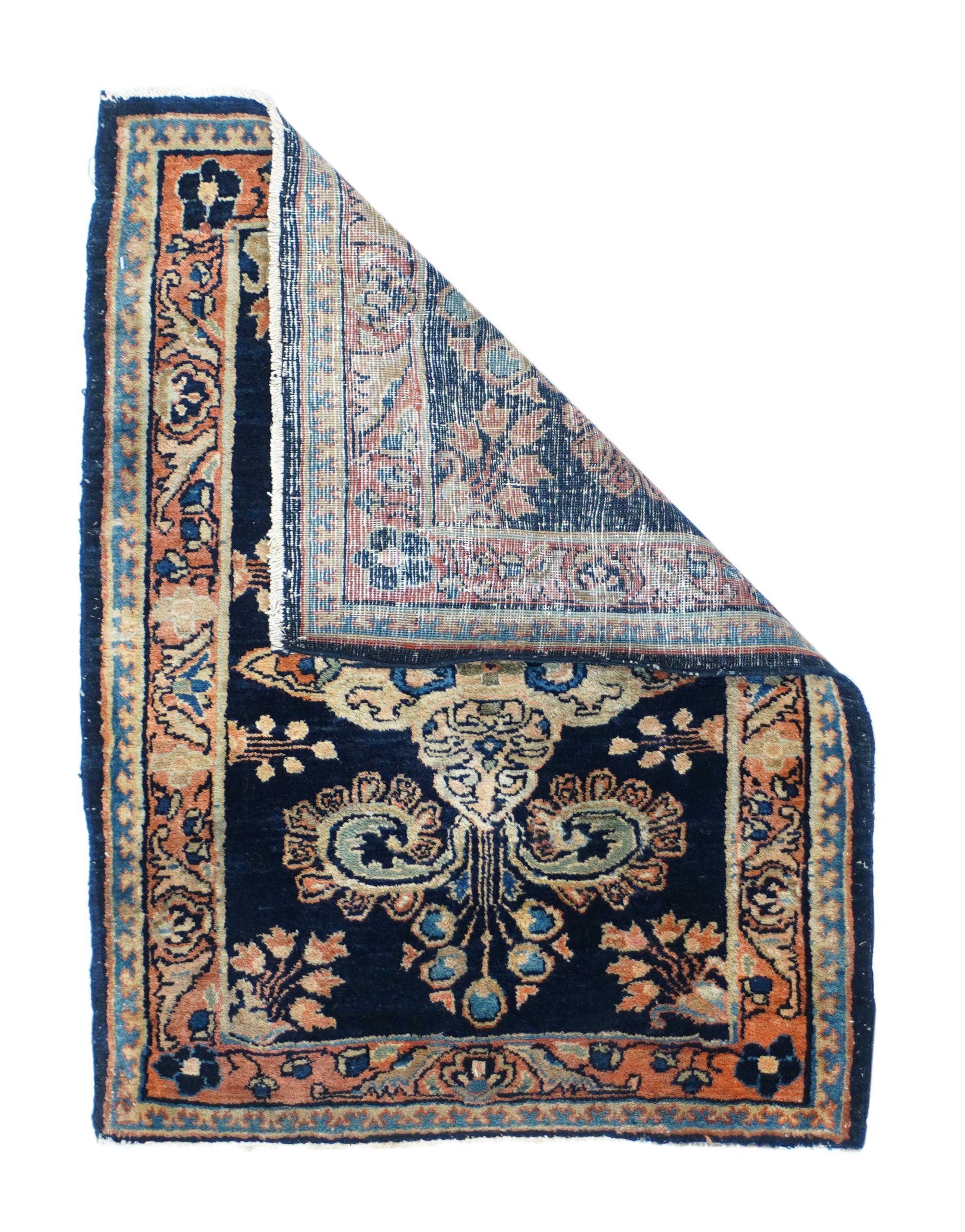 Antique Mohajeran Sarouk rug 1'9'' x 2'5''.