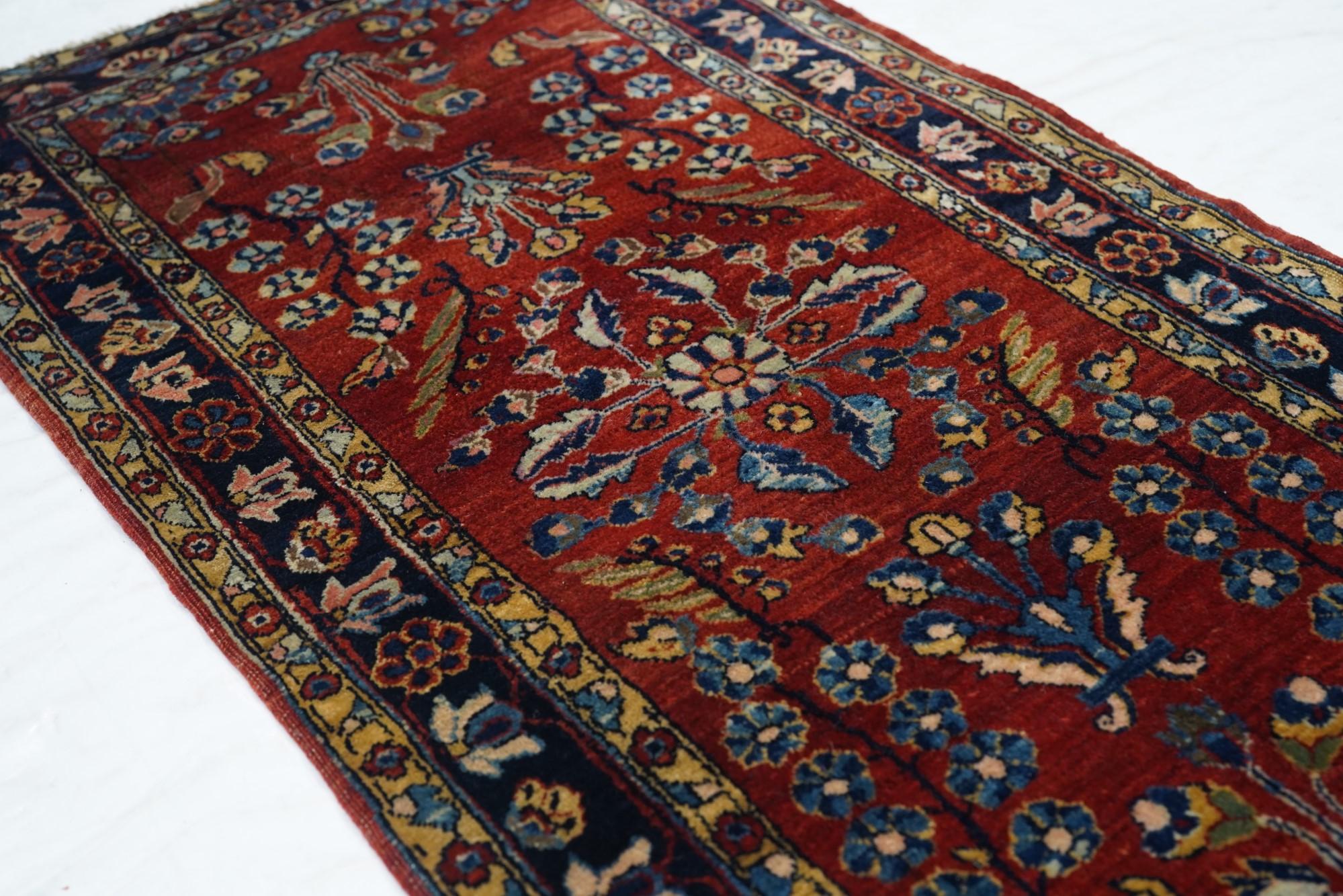 Wool Antique Mohajeran Sarouk Rug  For Sale