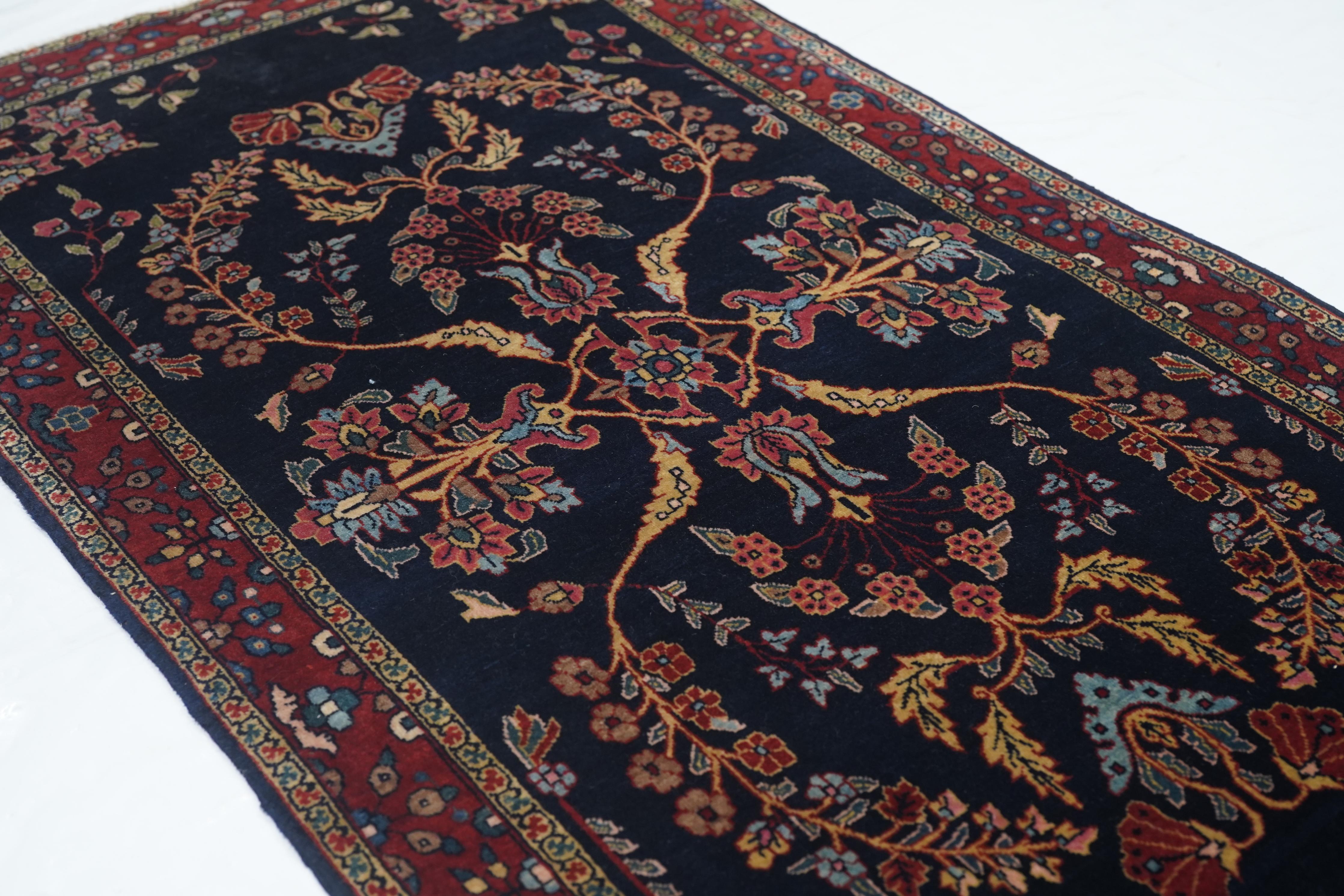 Wool Antique Mohajeran Sarouk Rug For Sale