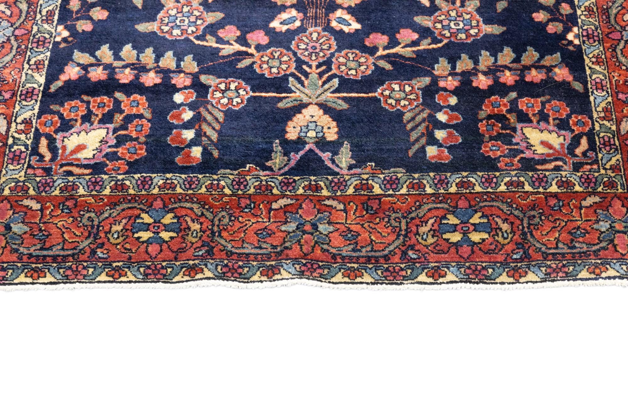 Noué à la main Tapis Mohajeran Sarouk ancien 3'4'' x 4'10'' en vente