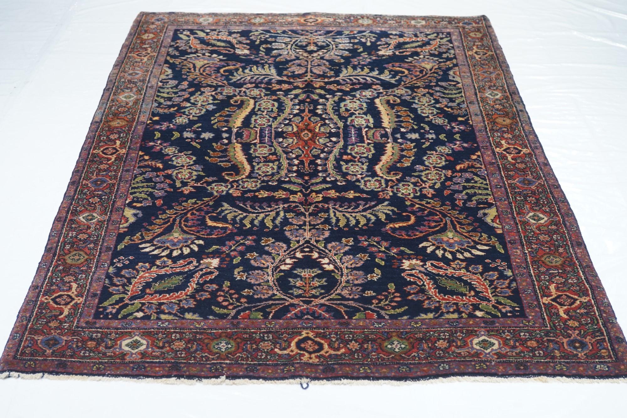 Early 20th Century Antique Mohajeran Sarouk Rug 4'5'' x 6'8'' For Sale
