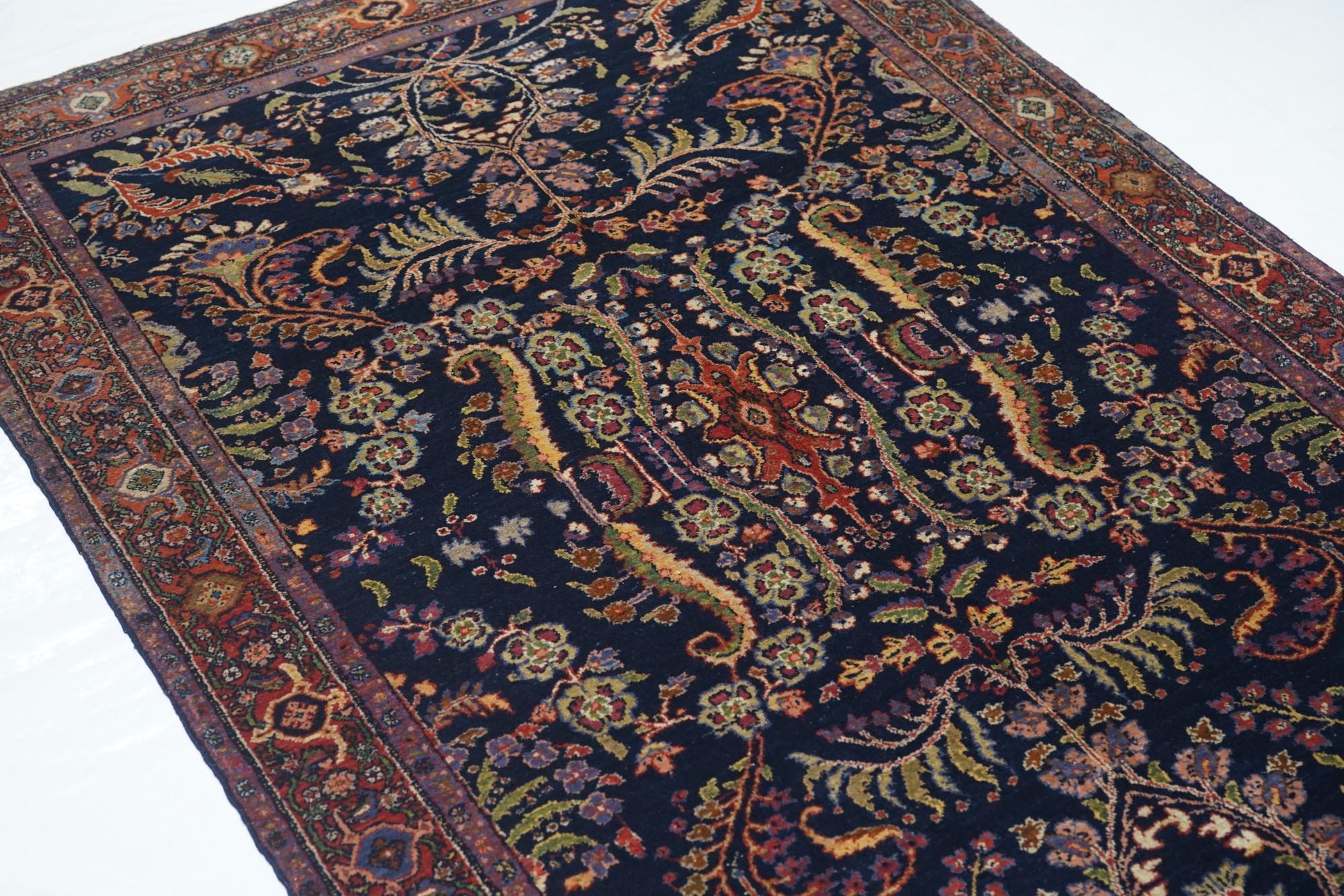 Antique Mohajeran Sarouk Rug 4'5'' x 6'8'' For Sale 2