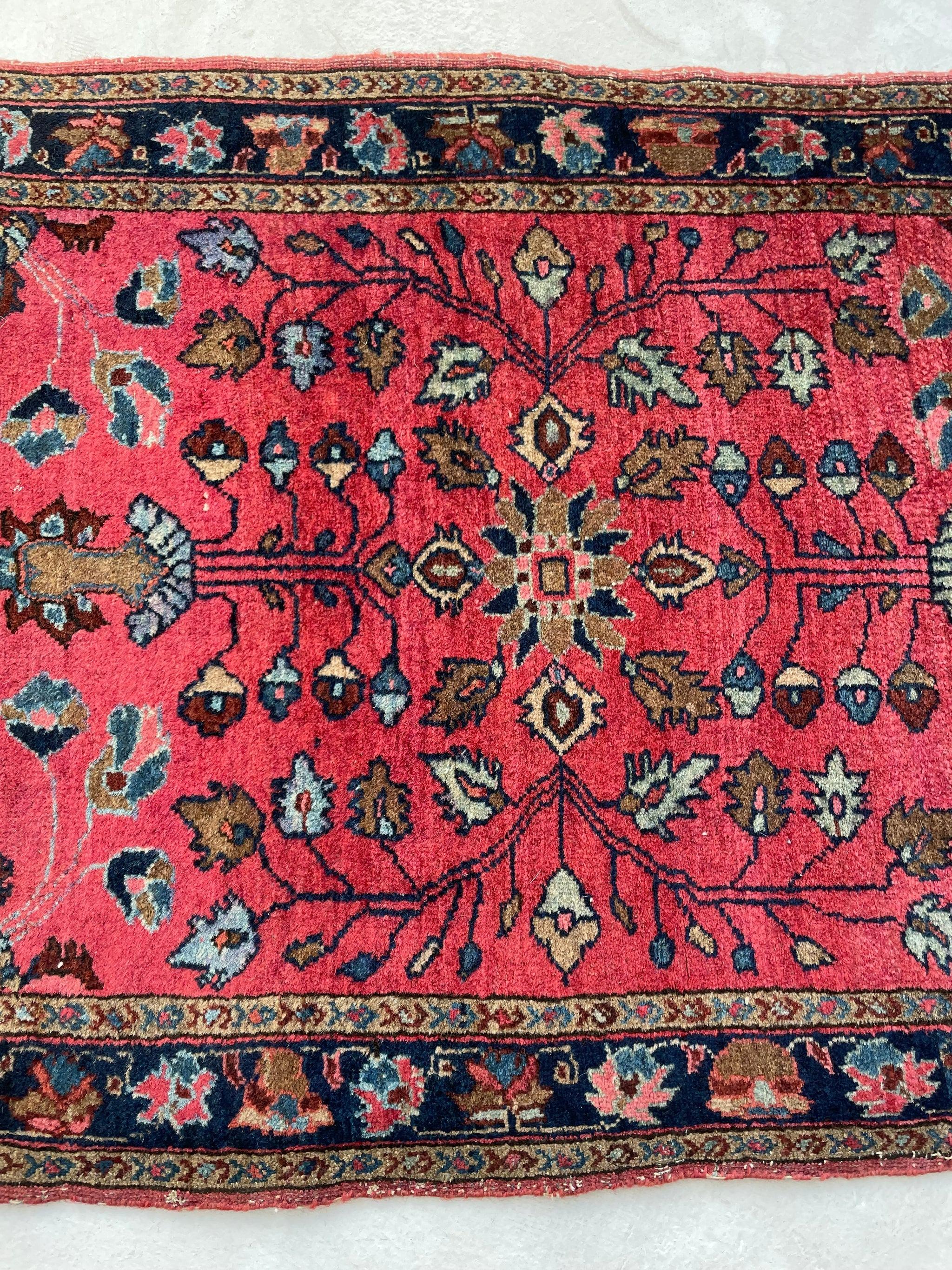 Dyed Antique Mohajeran Sarouk with Artistic Open Vines in Super Fine Lamb Wool  For Sale