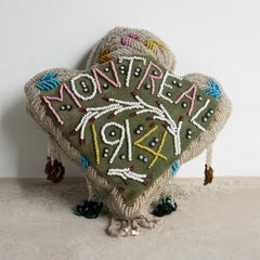 Antik Mohawk First Nation Iroquois Beaded Pin Cushion, Montreal, Anfang 20.