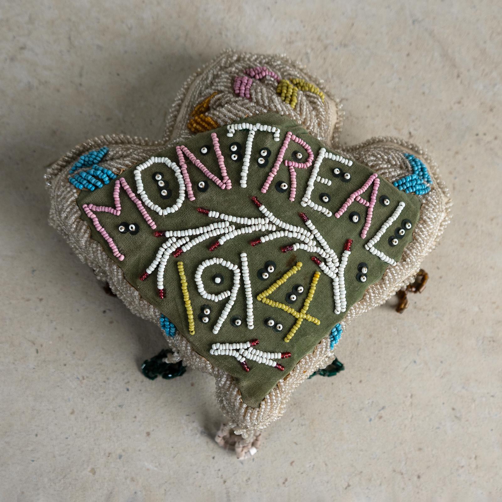 Folk Art Antique Mohawk First Nation Iroquois Beaded Pin Cushion, Montreal, Early 20th C. For Sale