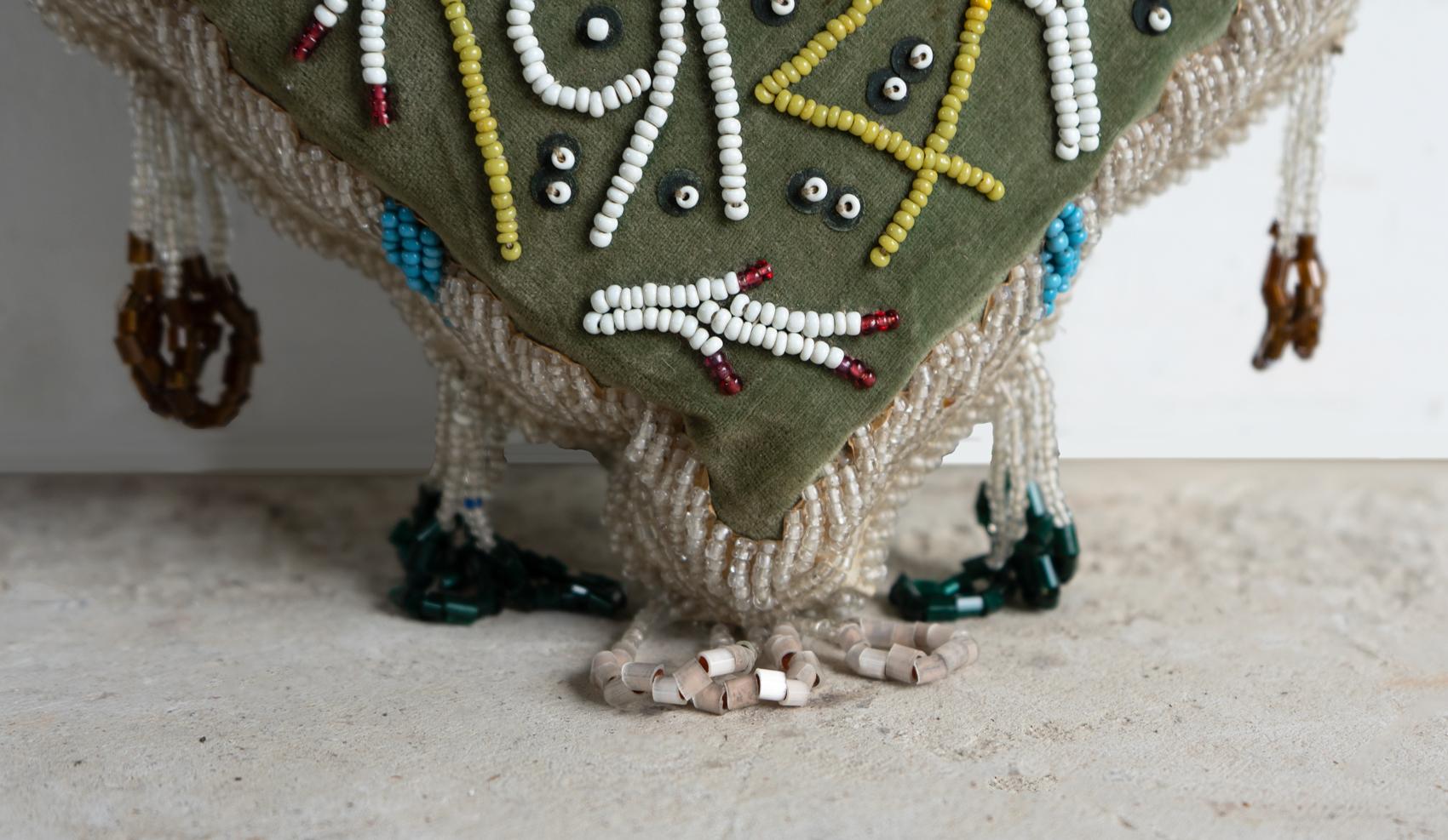 Canadian Antique Mohawk First Nation Iroquois Beaded Pin Cushion, Montreal, Early 20th C. For Sale