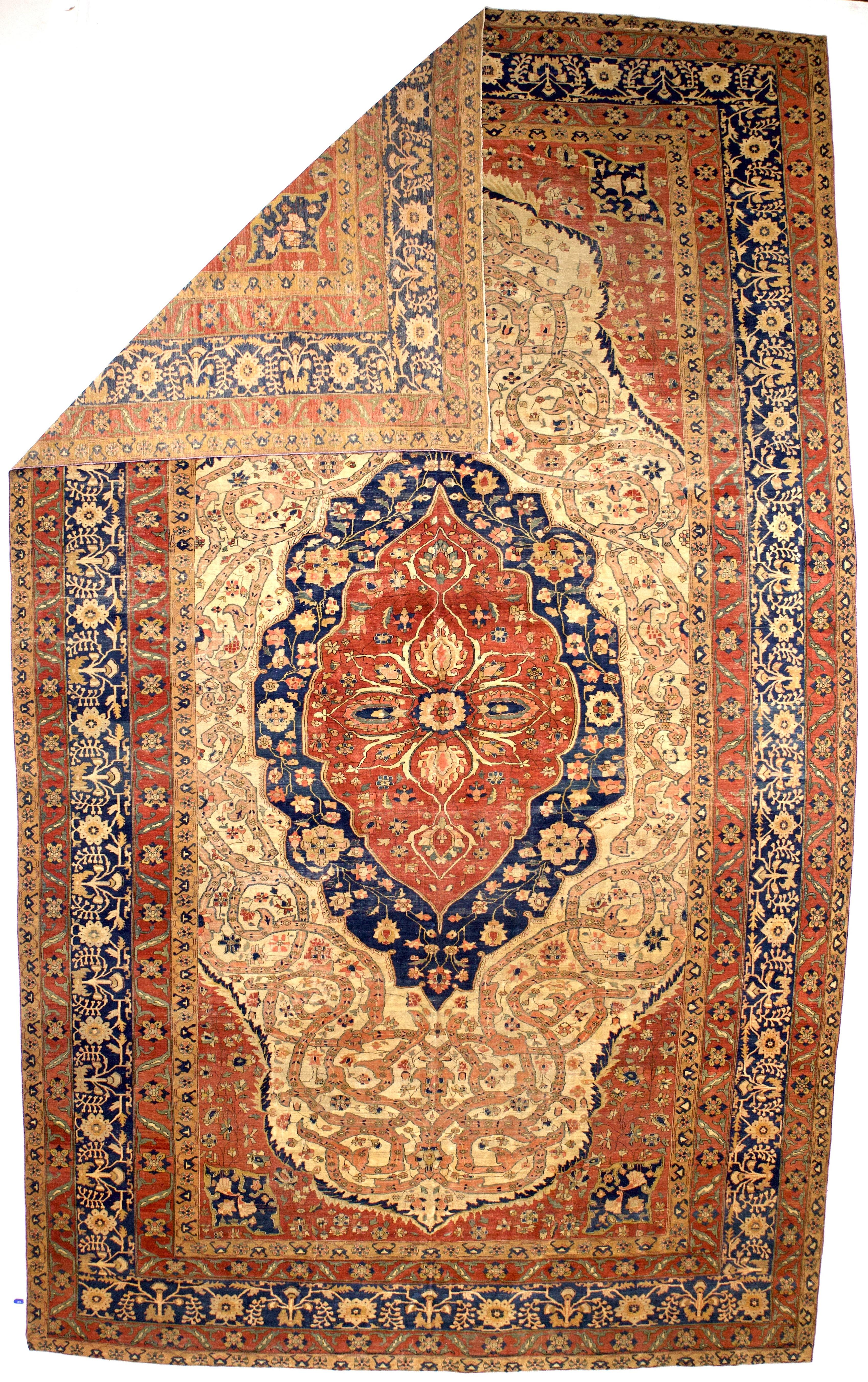Antique Mohtasham Kashan Area Rug 10’2” x 17’0