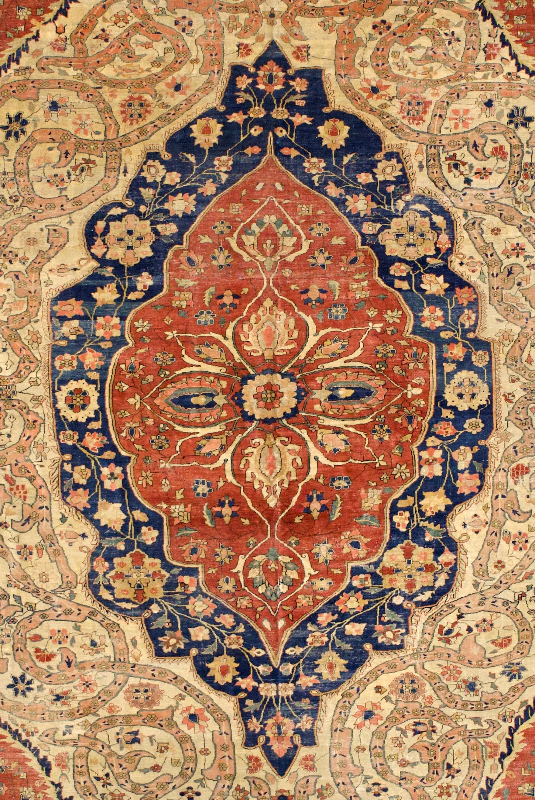 Antike Mohtasham Kashan Bereich Teppich 10'2 x 17'0