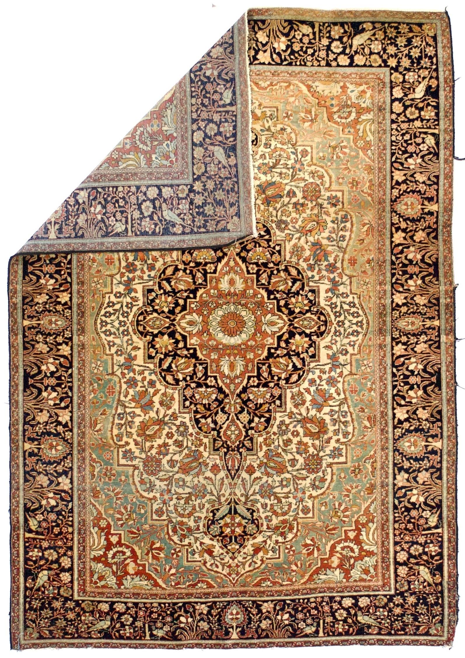 Antike Mohtasham Kashan Bereich Teppich 4'6