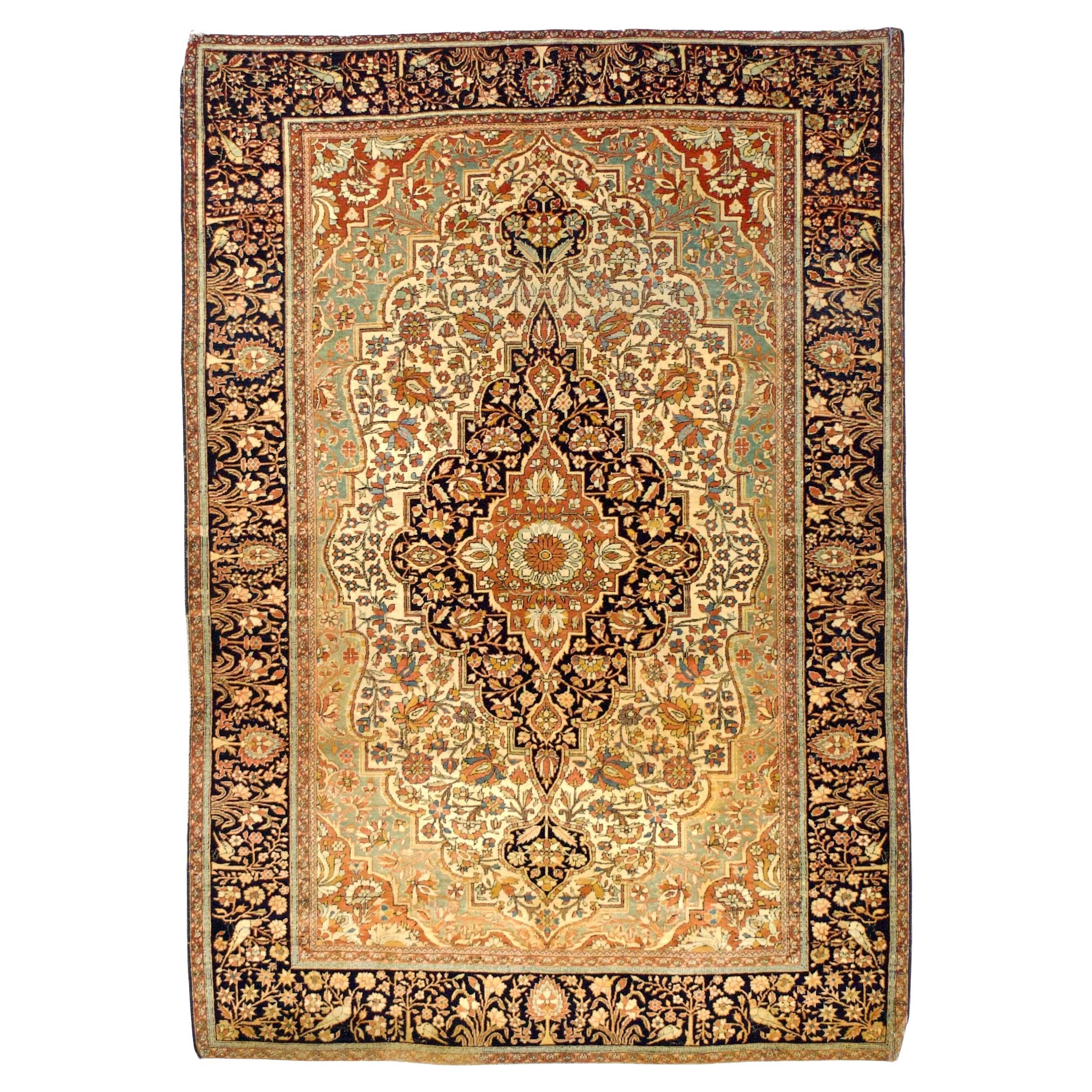 Antique Mohtasham Kashan Area Rug 4’6" x 6'9"