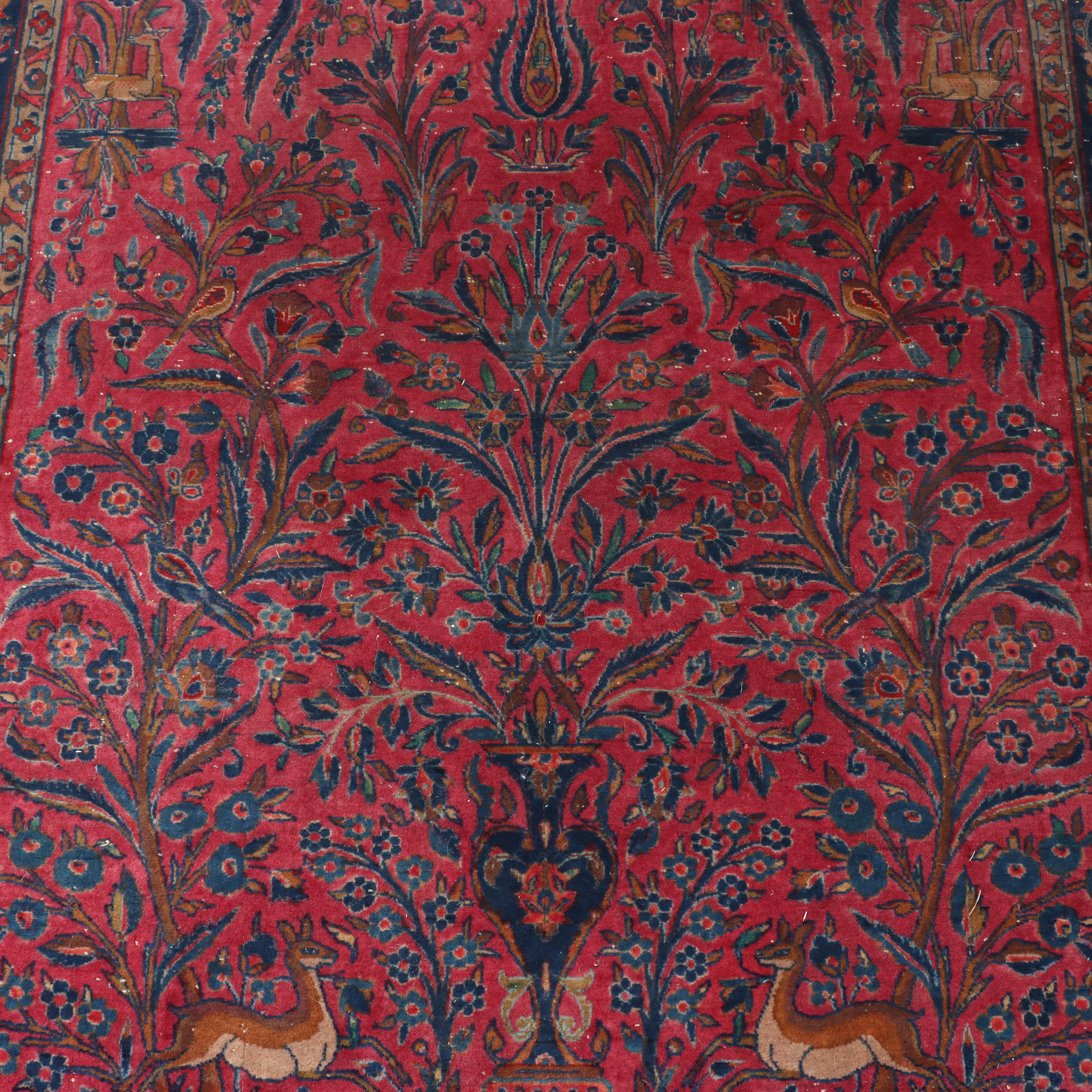 Antico tappeto da giardino persiano Mohtasham Kashan C1920 In condizioni buone in vendita a Big Flats, NY