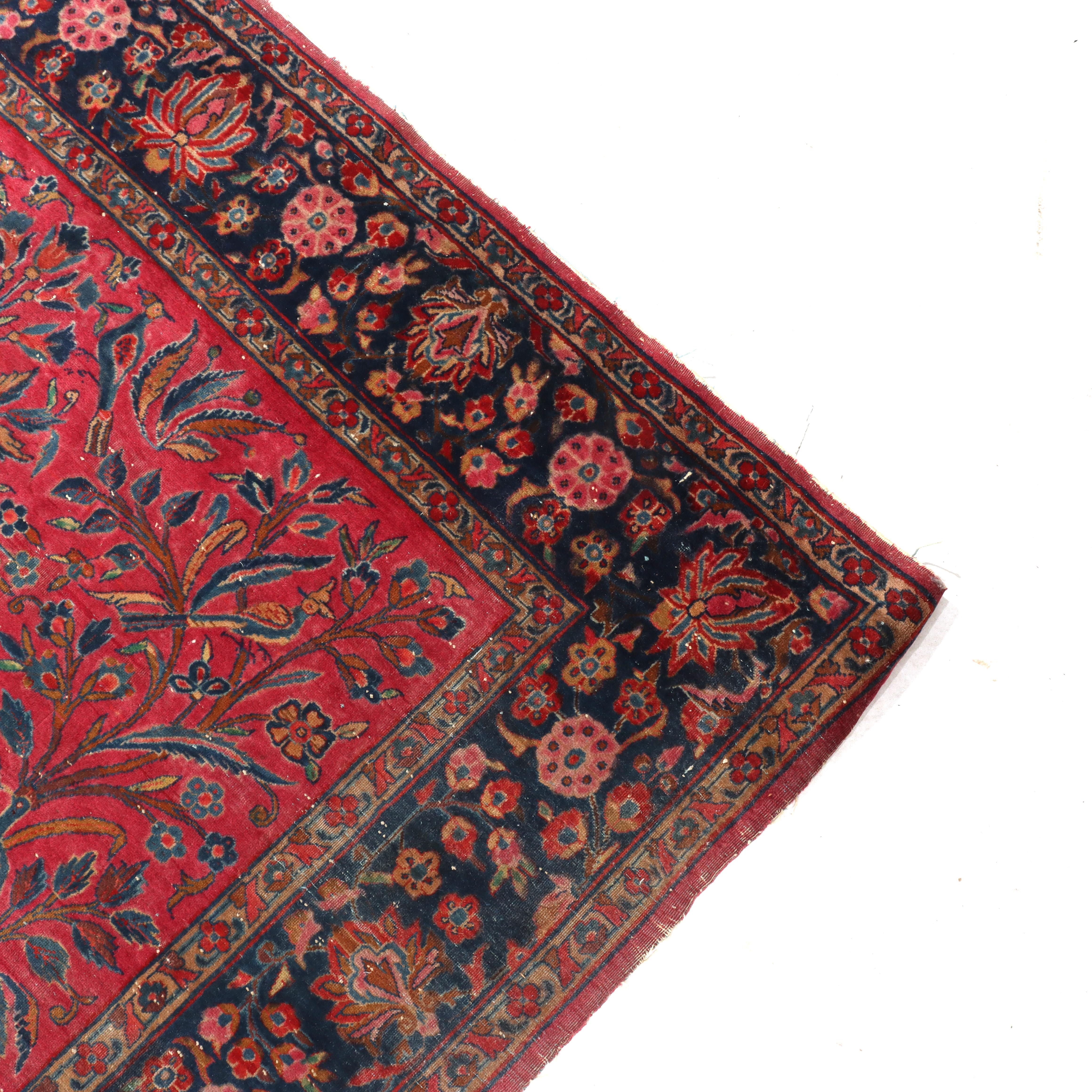 Lana Antico tappeto da giardino persiano Mohtasham Kashan C1920 in vendita