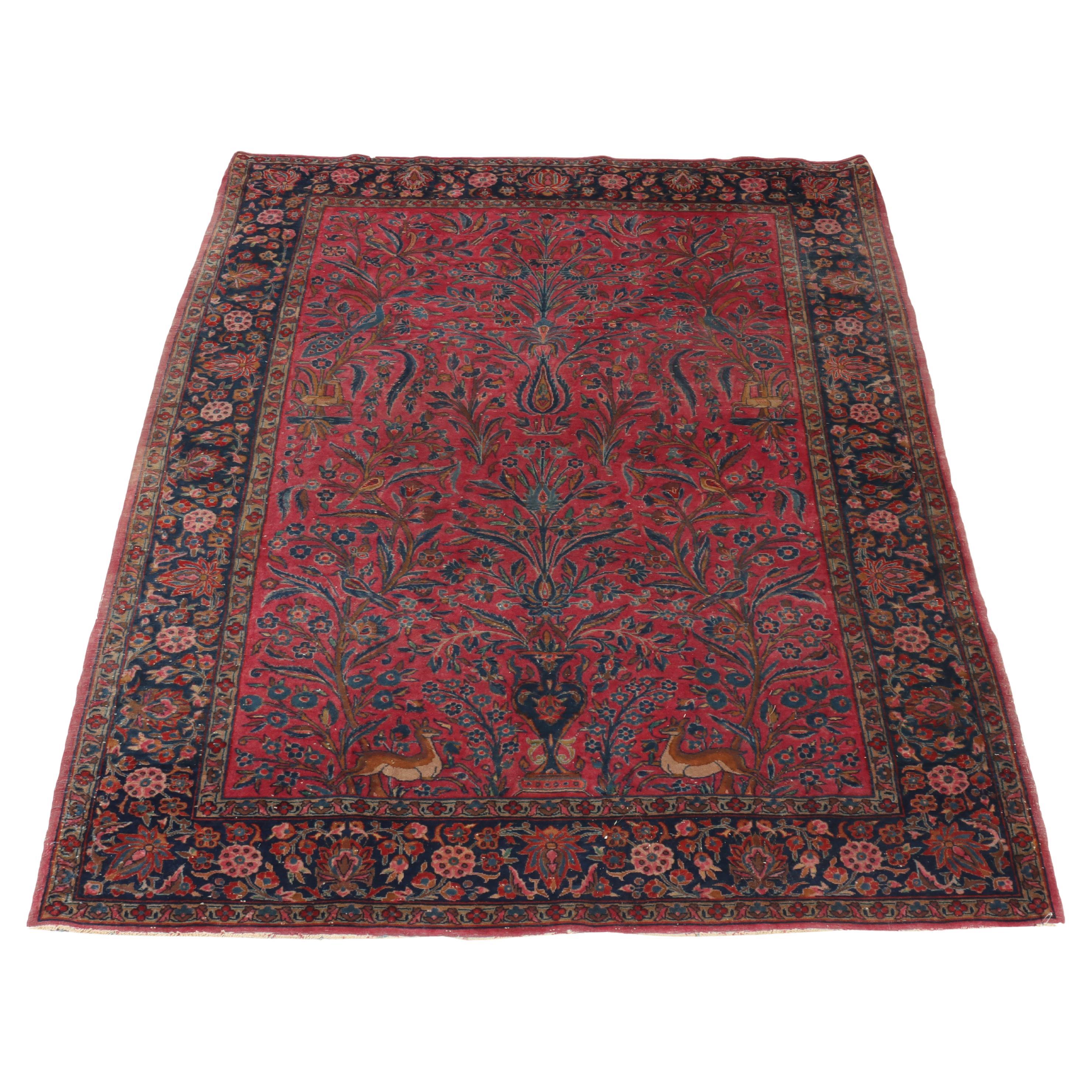 Antico tappeto da giardino persiano Mohtasham Kashan C1920 in vendita