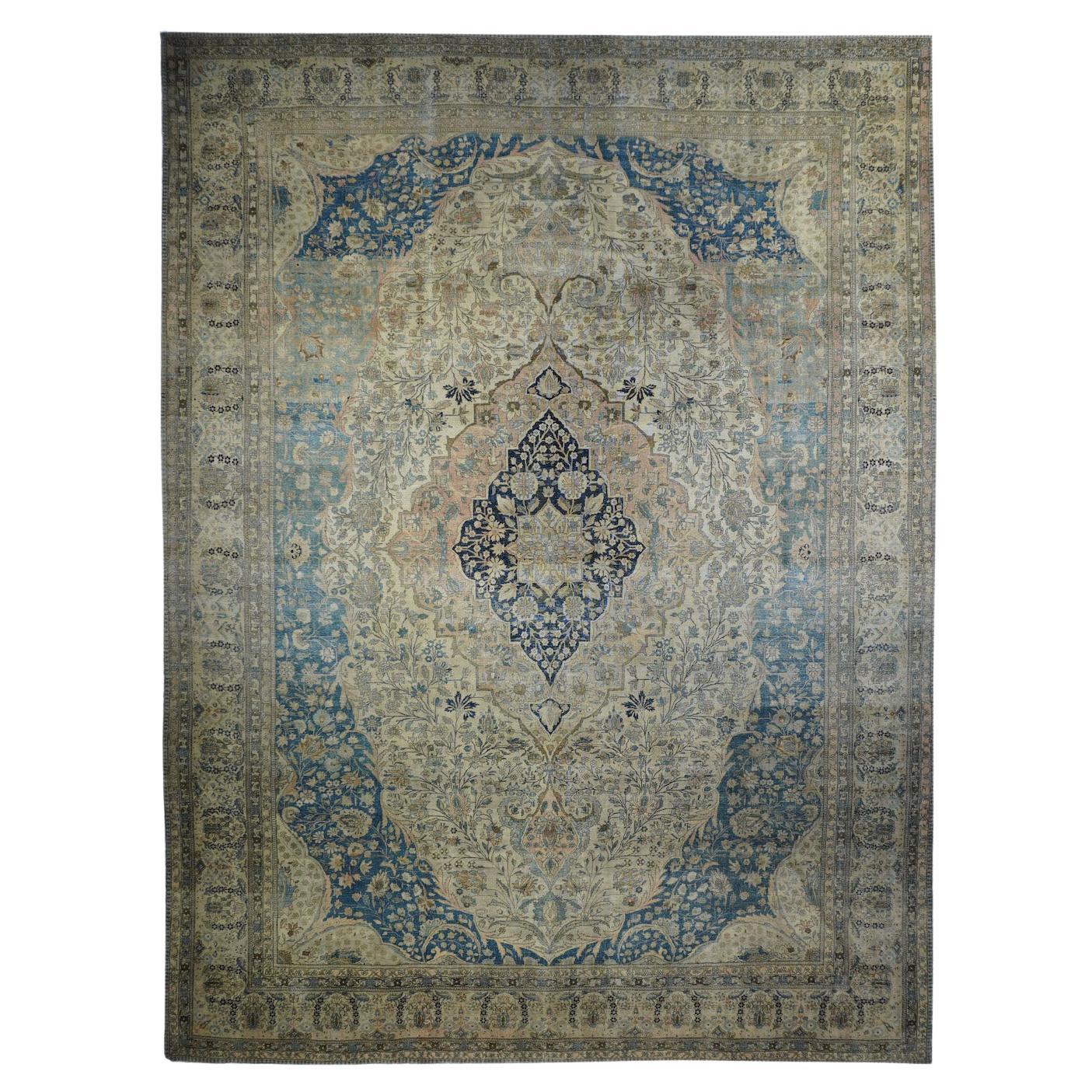 Alfombra antigua Mohtasham Kashan de 10'0" x 13'0