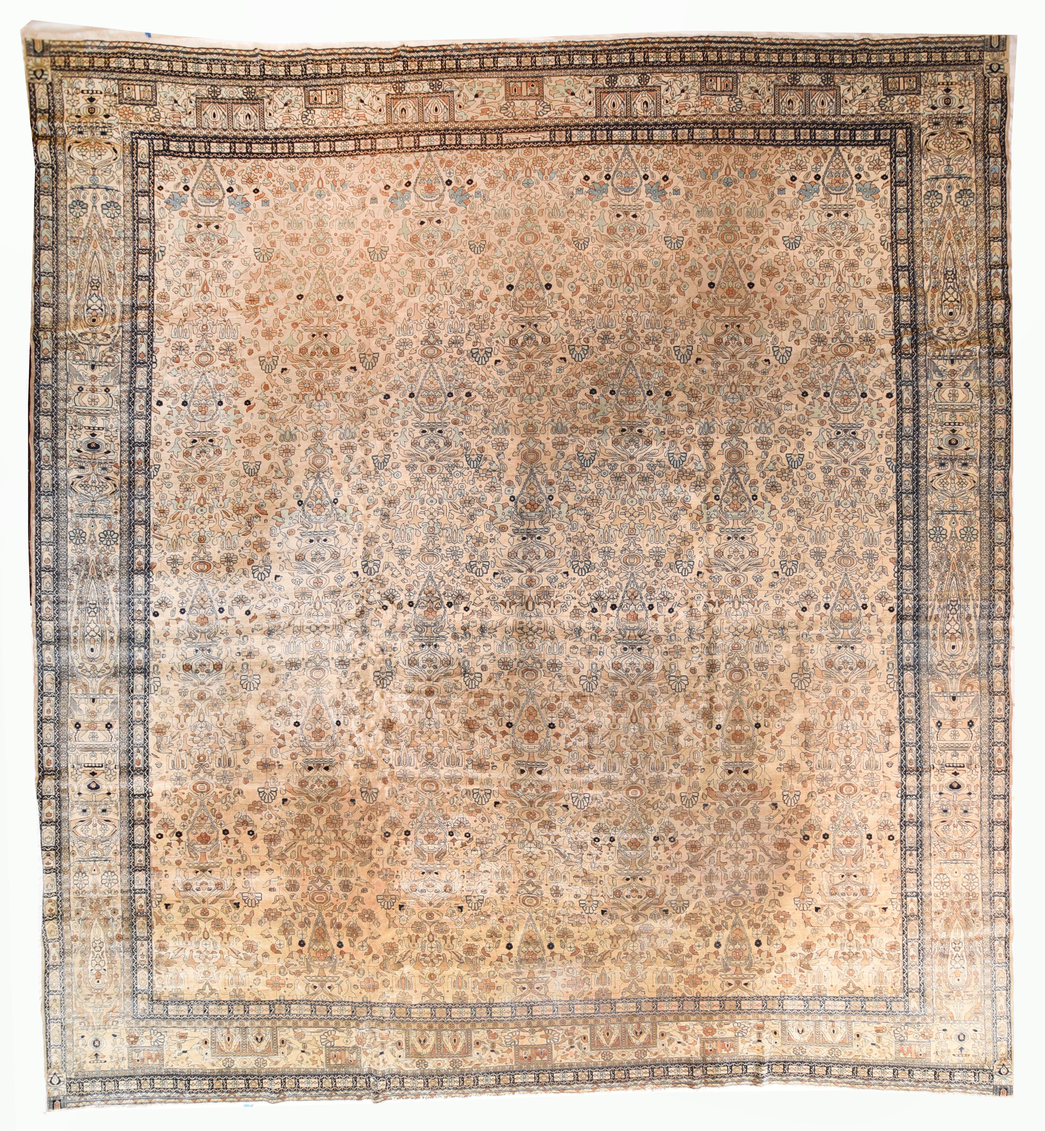 Persian Antique Mohtasham Kashan Rug 13'0'' x 14'0'' For Sale