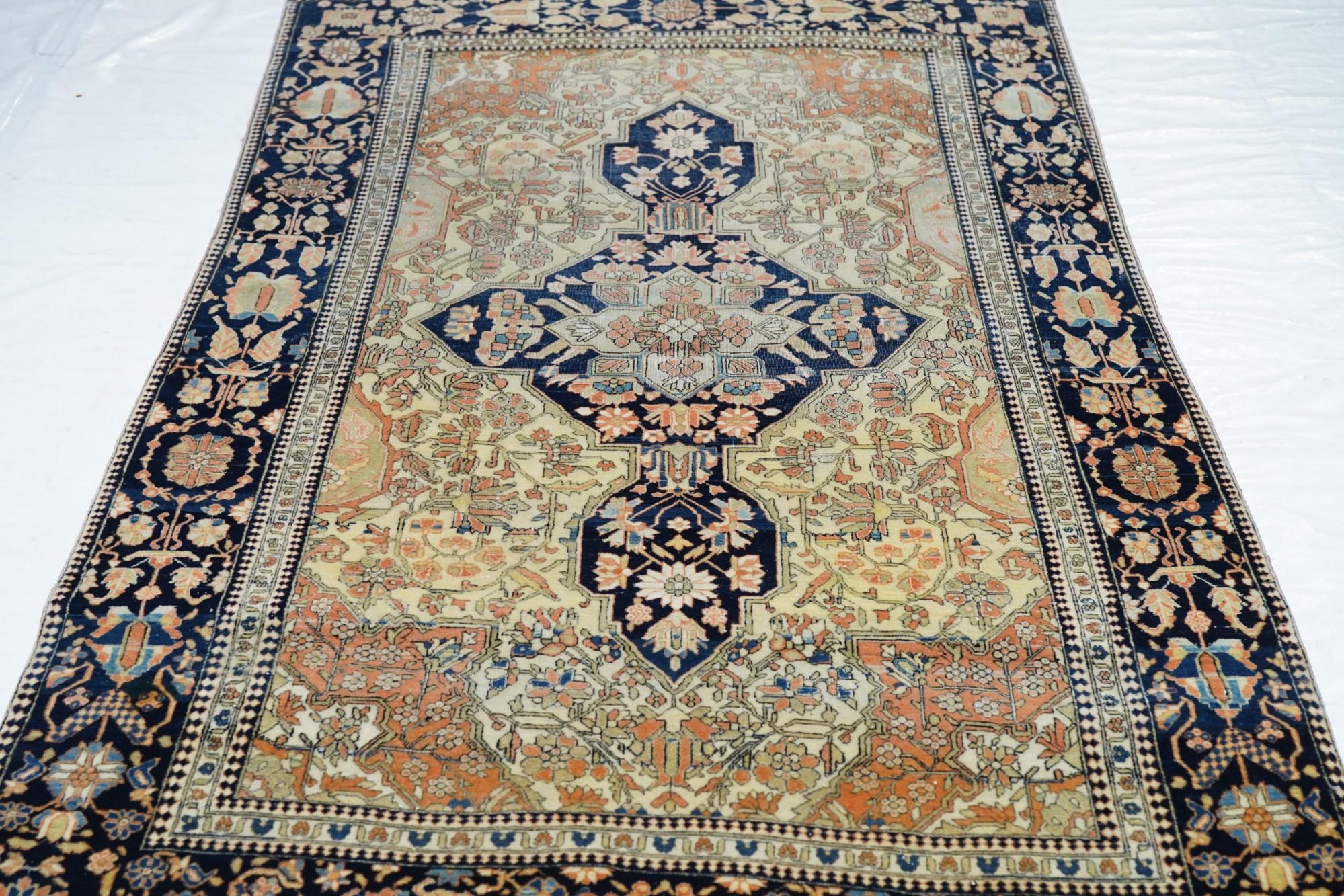 Antiker Mohtasham Kashan-Teppich 3'11'' x 6'7'' im Angebot 5