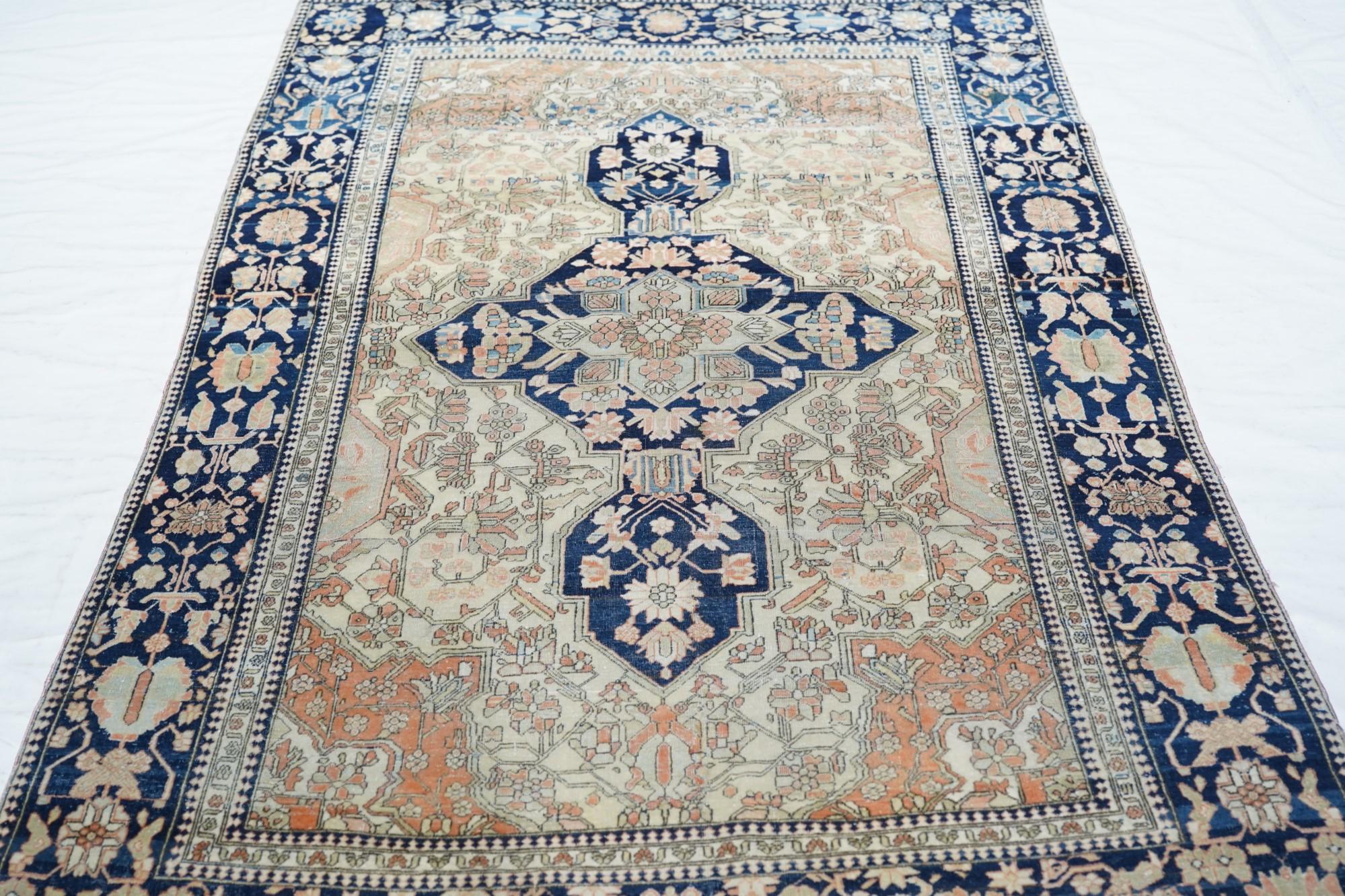 Antiker Mohtasham Kashan-Teppich 3'11'' x 6'7'' im Angebot 6