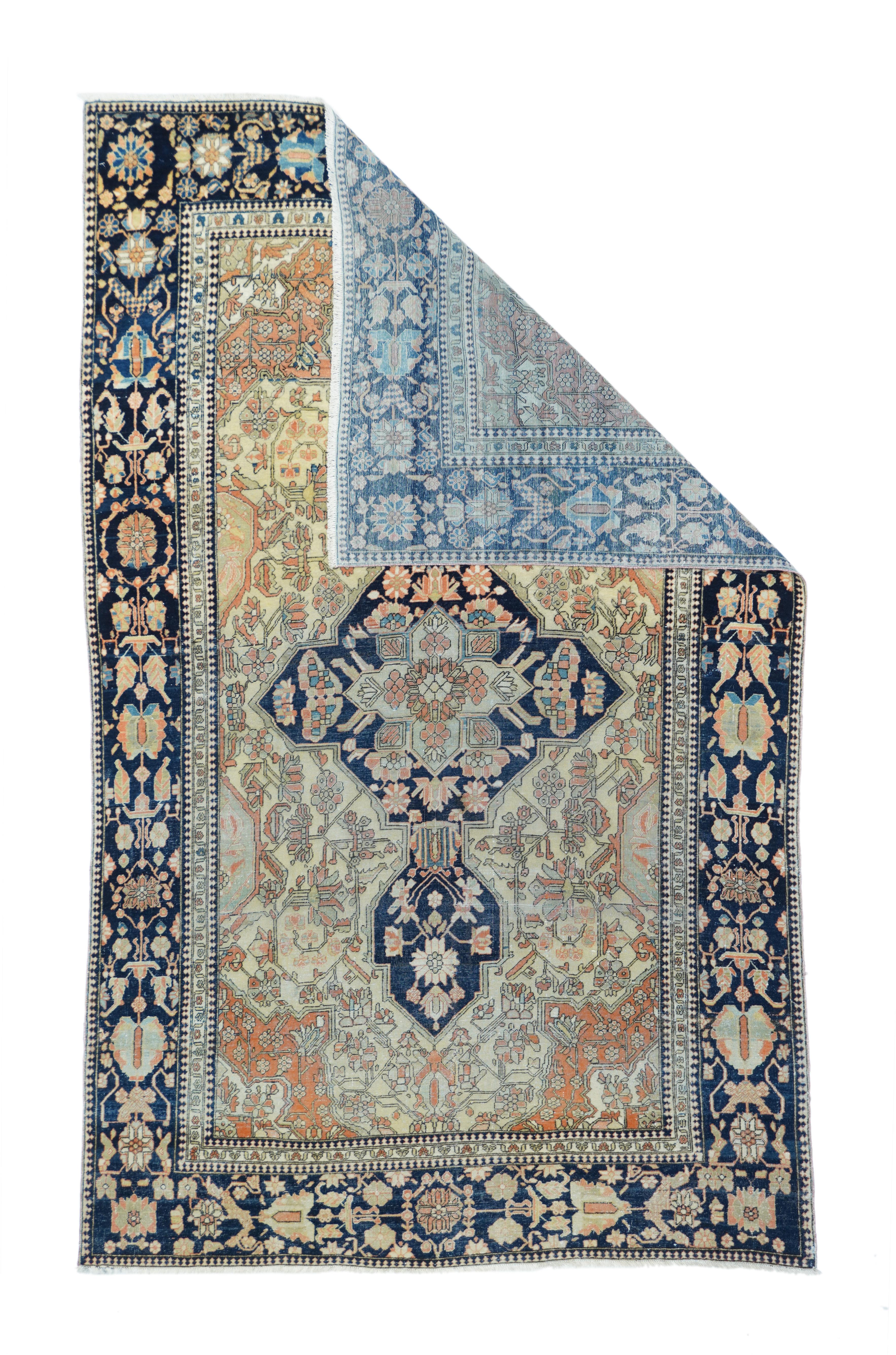 Antiker Mohtasham Kashan Teppich 3'11'' x 6'7''. Diese antike 