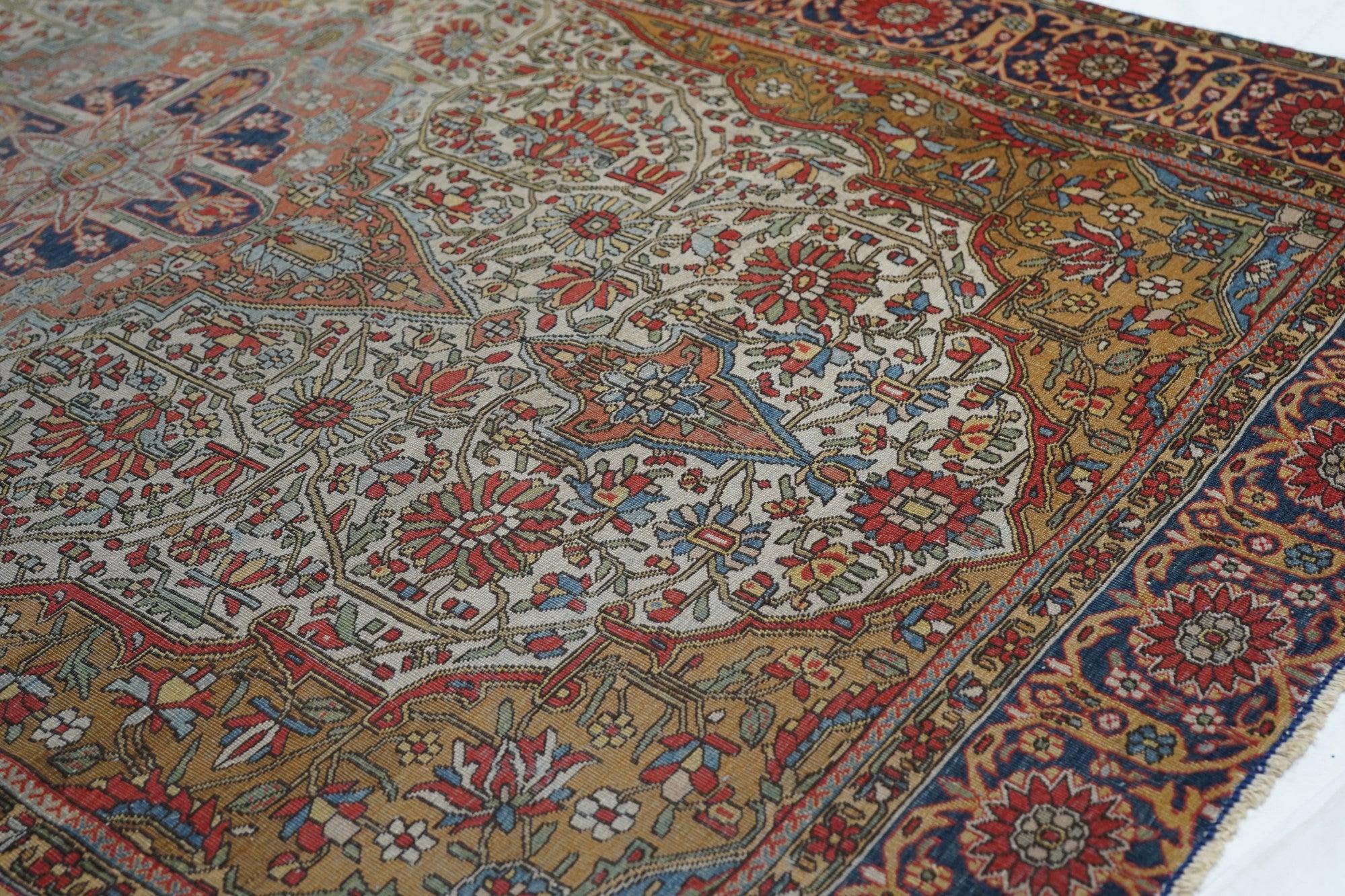 Antiker Mohtasham Kashan-Teppich 4'0'' x 6'2'' (Handgeknüpft) im Angebot