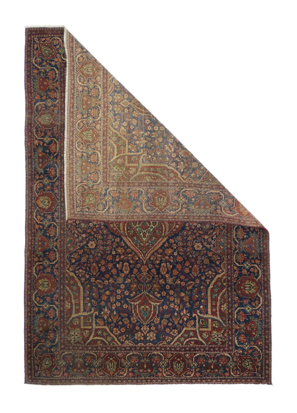 Antique Mohtasham Kashan Rug 4'2'' x 6'6''.