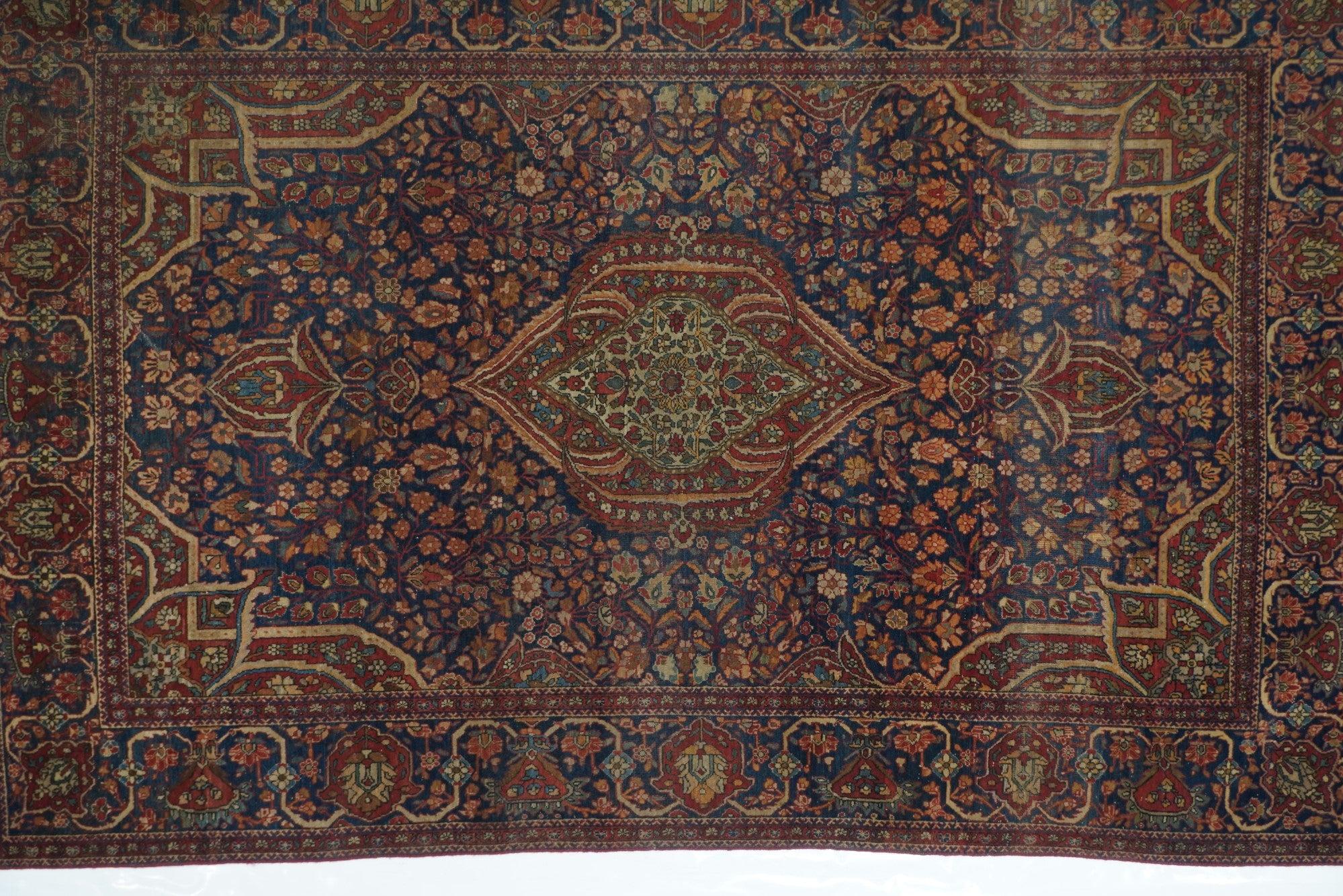 Persian Antique Mohtasham Kashan Rug 4'2'' x 6'6'' For Sale
