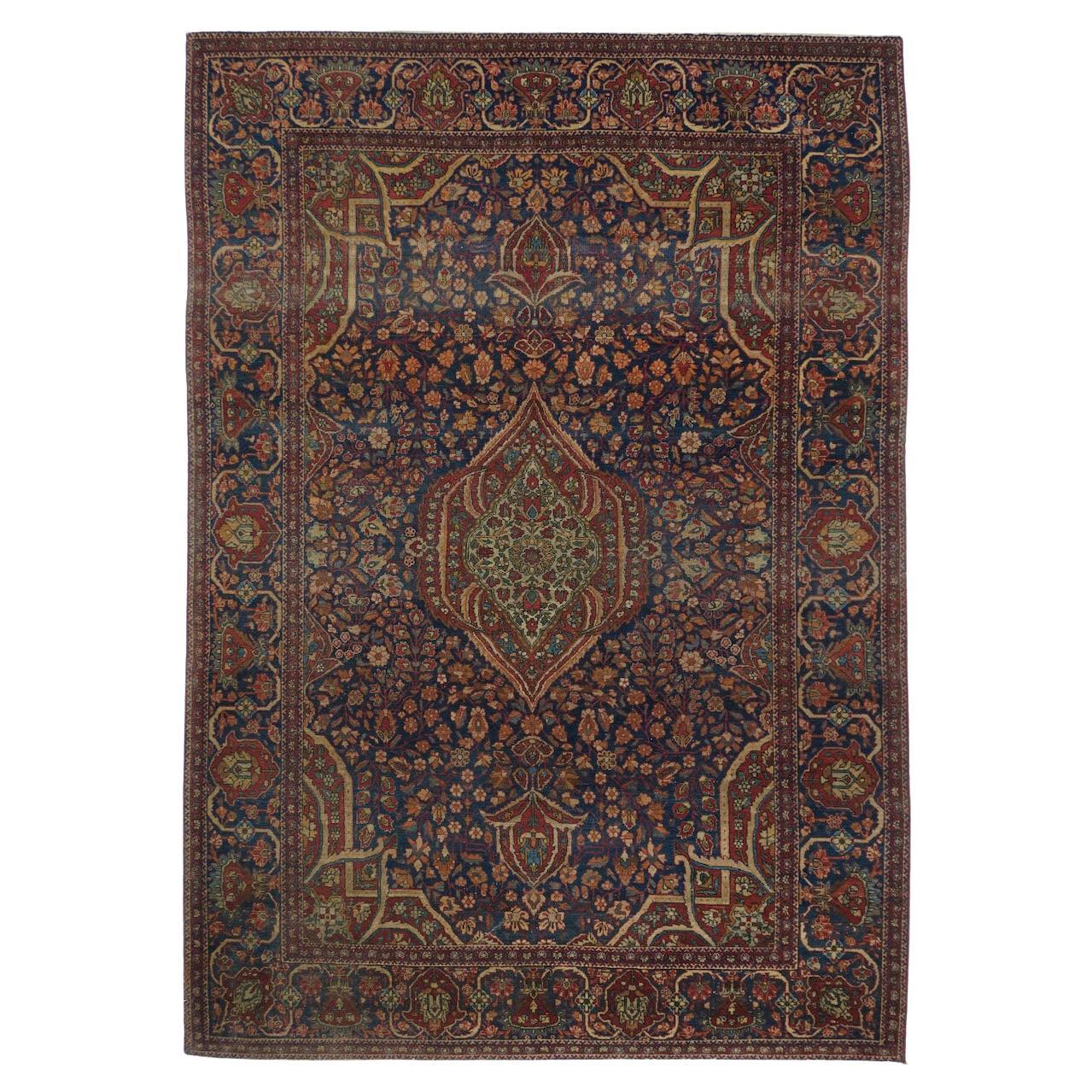 Antique Mohtasham Kashan Rug 4'2'' x 6'6'' For Sale