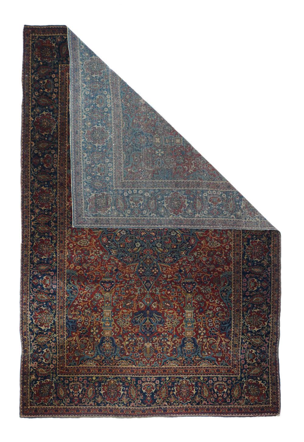 Antiker Mohtasham Kashan Teppich 4'2'' x 6'7''.