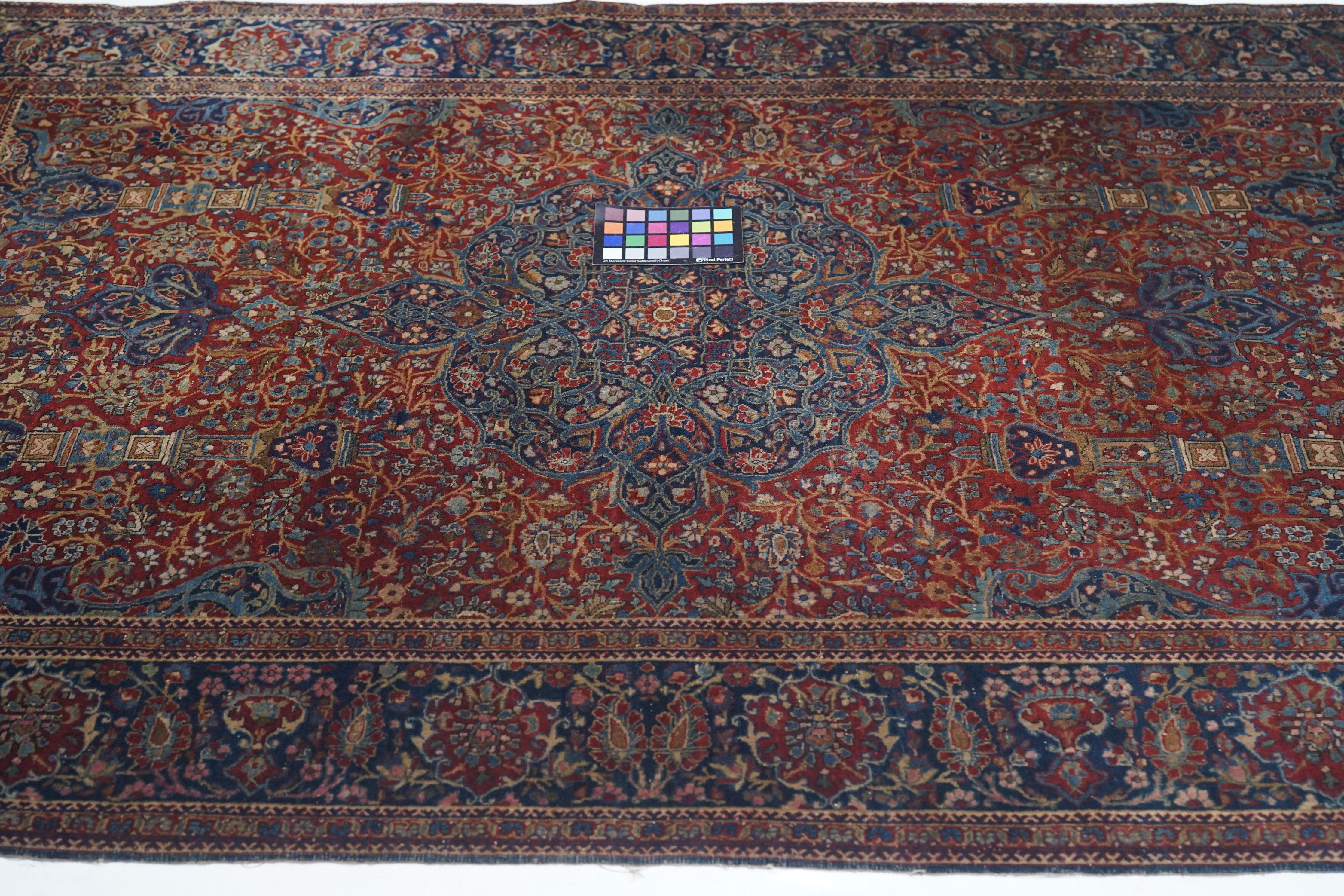 Antiker Mohtasham Kashan-Teppich 4'2'' x 6'7'' im Angebot 1