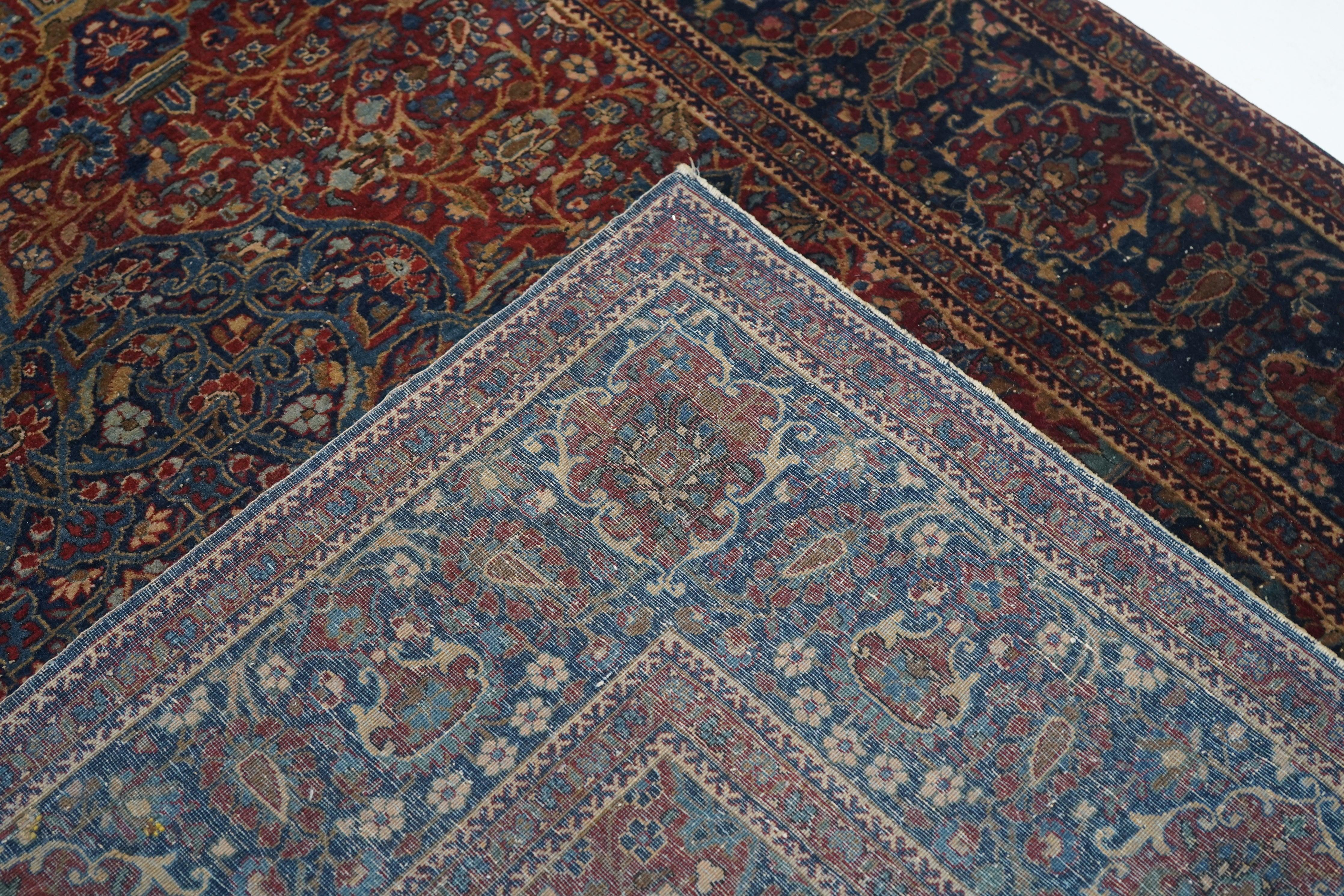 Antiker Mohtasham Kashan-Teppich 4'2'' x 6'7'' im Angebot 2