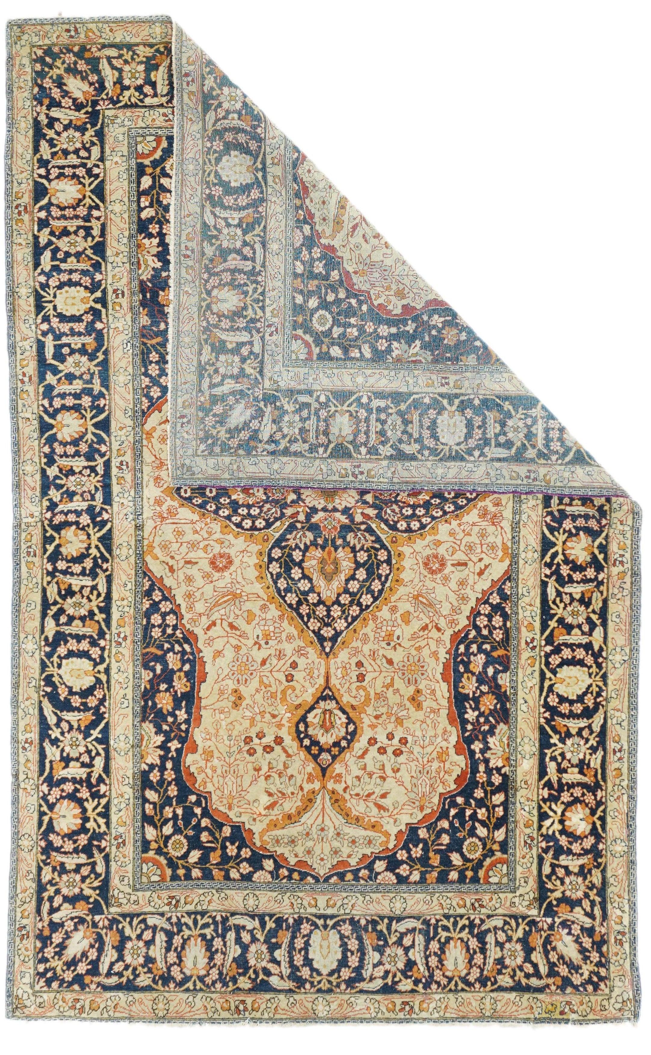 Antiker Mohtasham Kashan-Teppich 4'2'' x 6'8