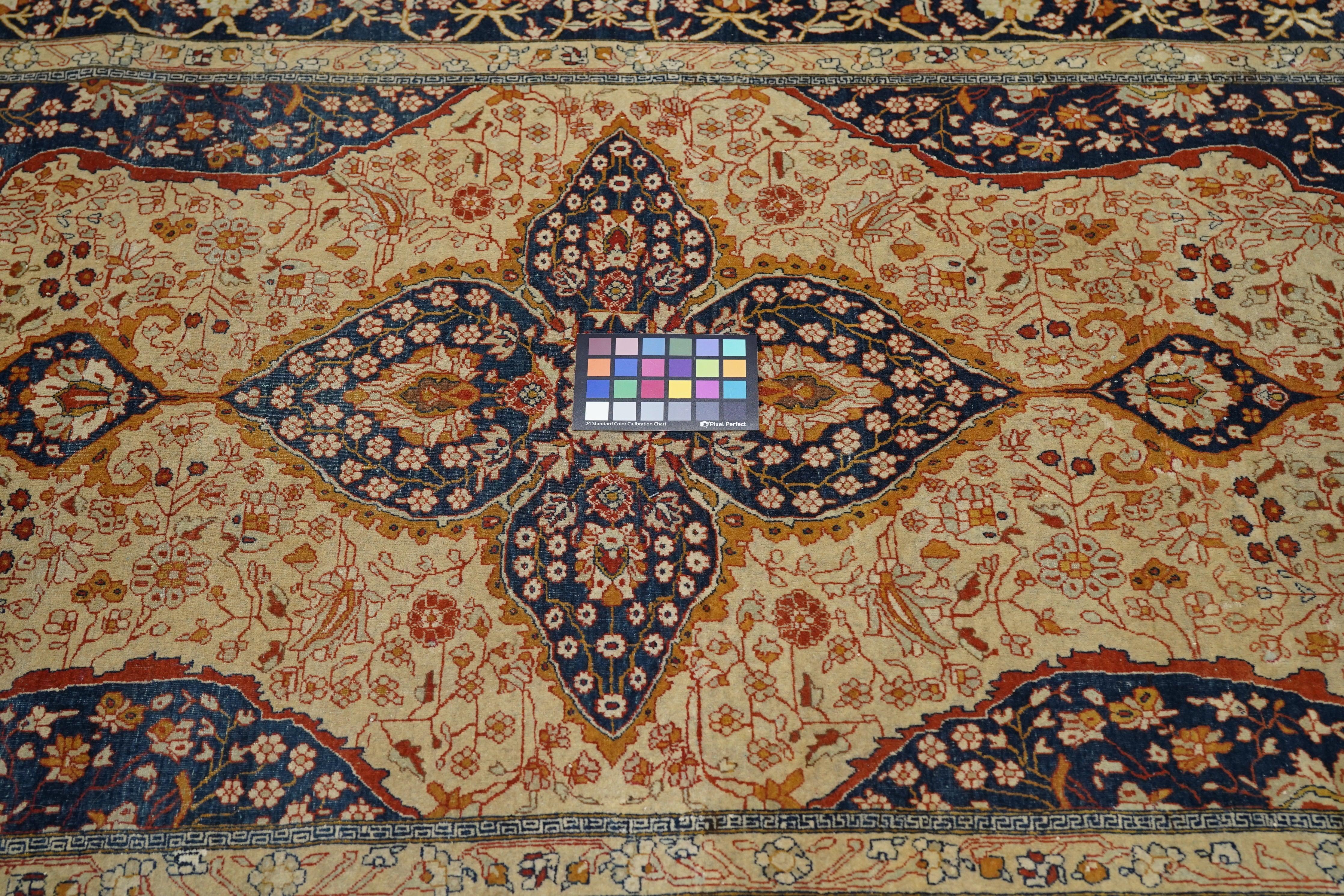 Antiker Mohtasham Kashan-Teppich 4'2'' x 6'8' (Handgeknüpft) im Angebot